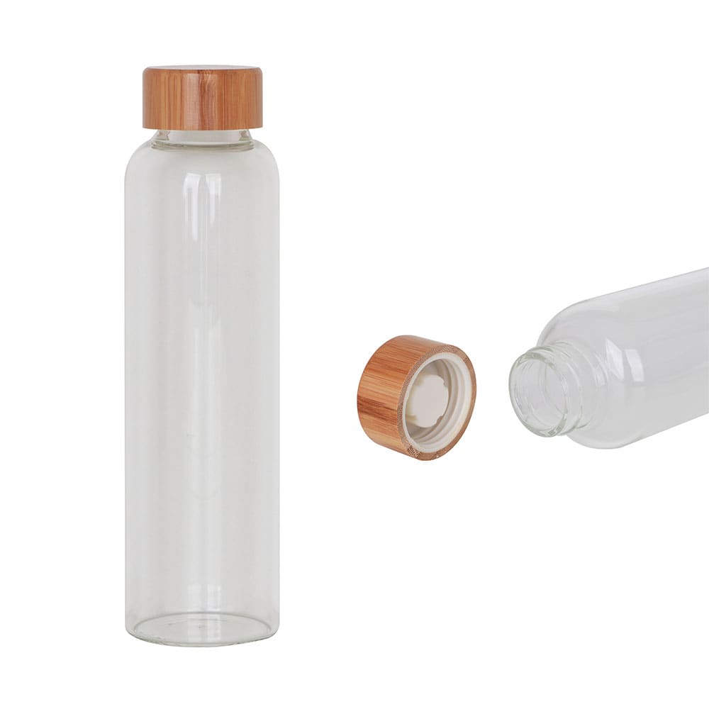 550ml Glass Drink Bottle with Bamboo Lid - PCD056 Image 