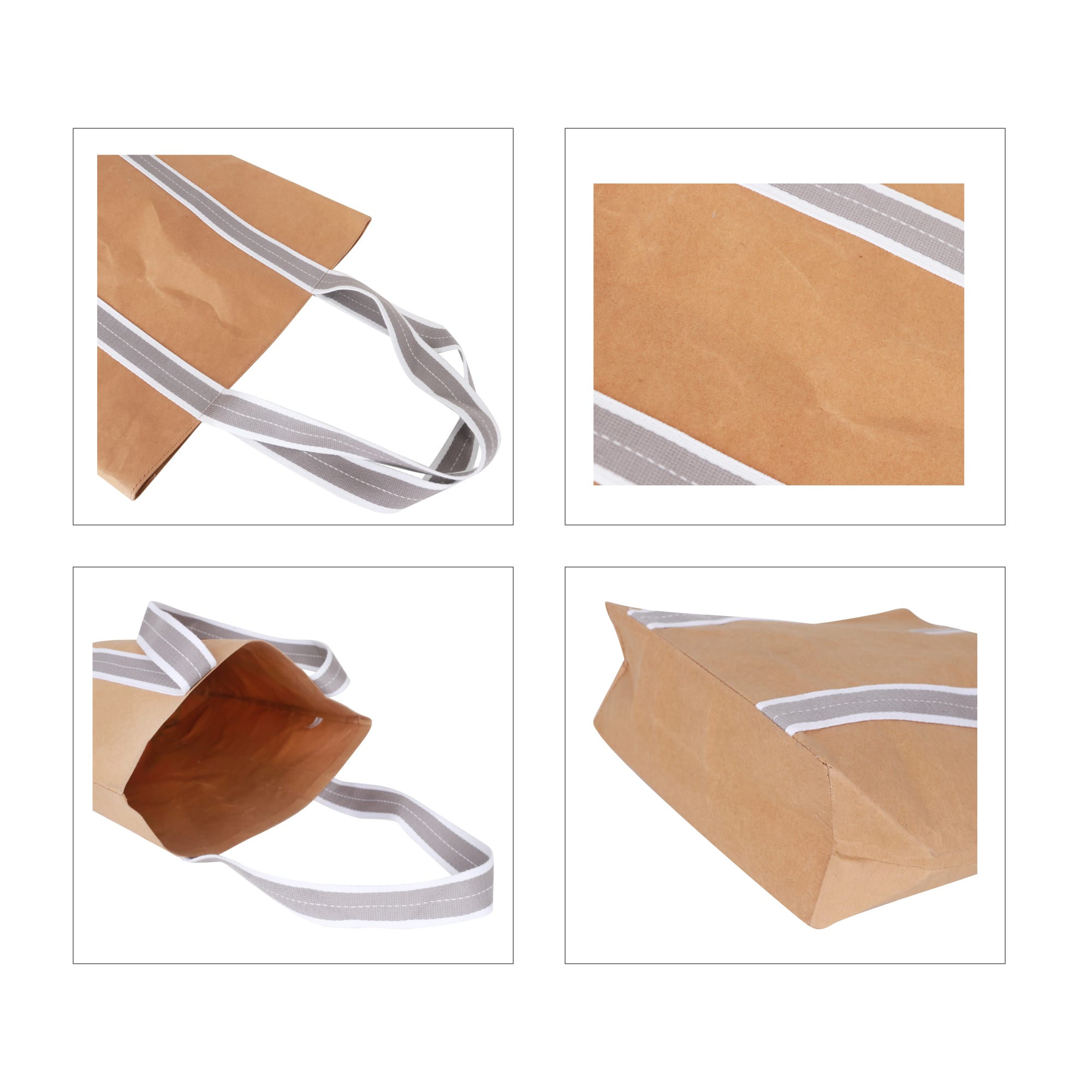 Small Washable Kraft Paper Bag with Cotton Handle(390x330x105mm) - PCPB184 Image 