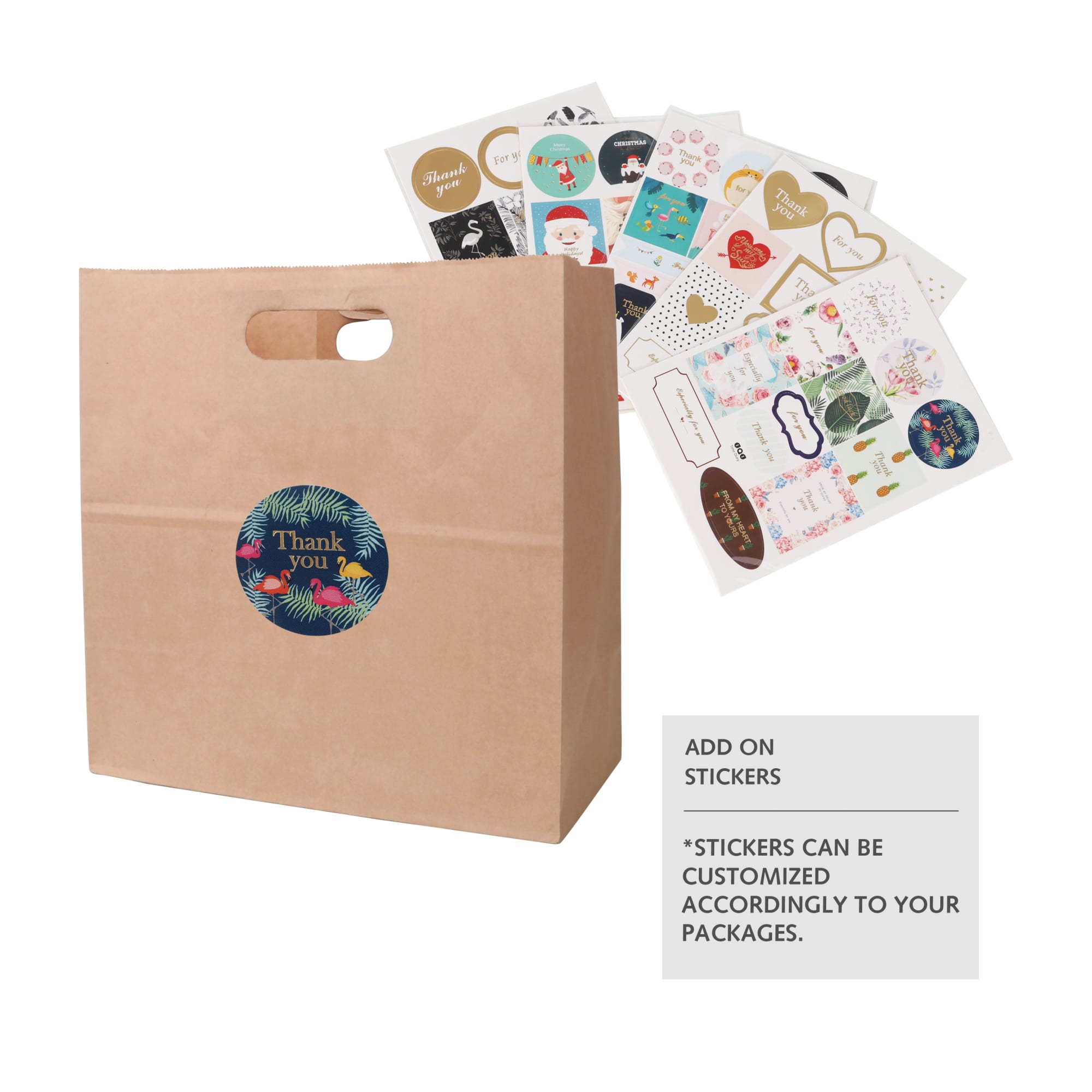 Die Cut Brown Kraft Paper Bag (280 x 280 x 150mm) - PCPB190 Image 