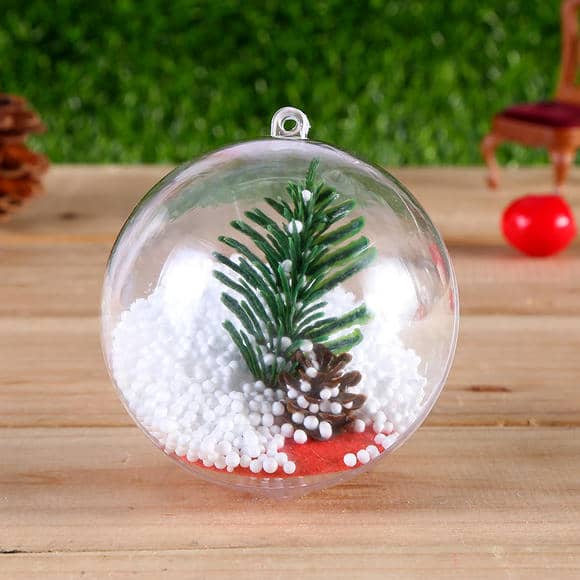 Ball Shaped Clear Plastic Ornament - PCTC21 Image 