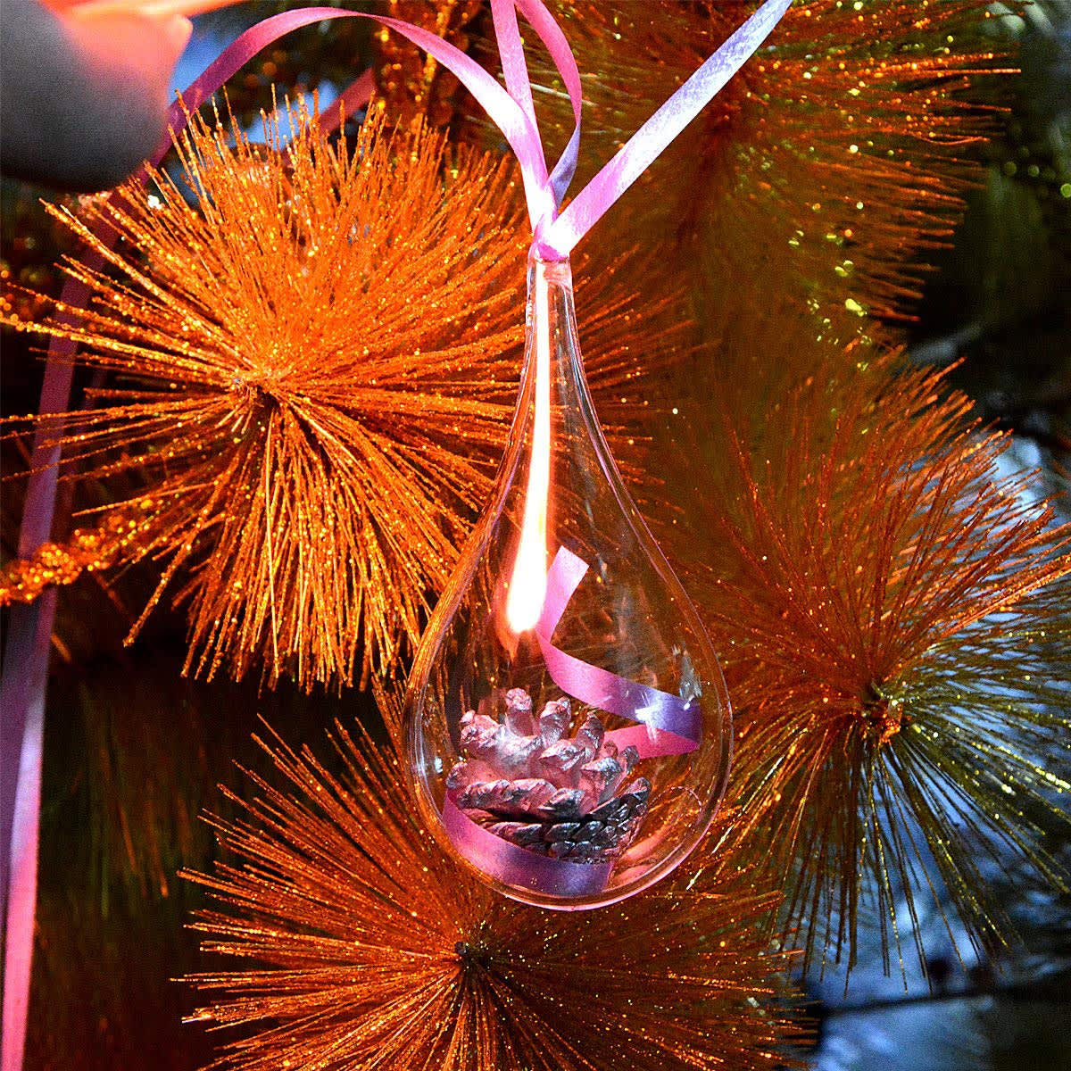 Teardrop Shaped Clear Plastic Ornament - PCTC25 Image 