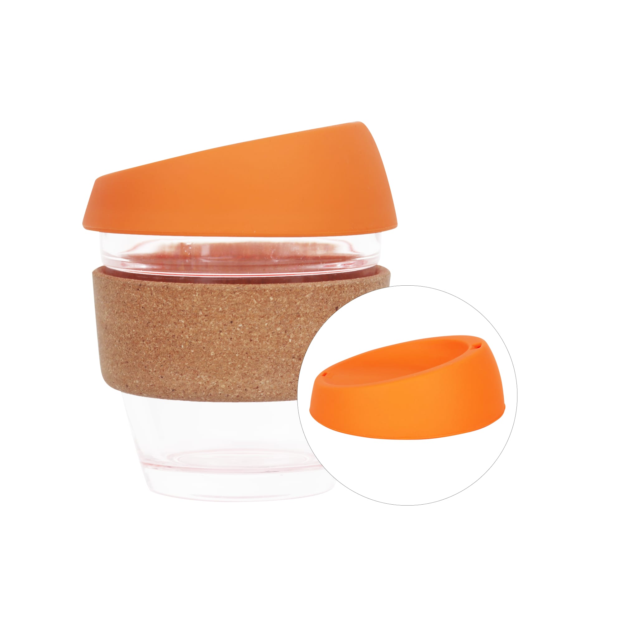 8 OZ Reusable Glass Coffee Cup with Cork Band - PXD018 Image 