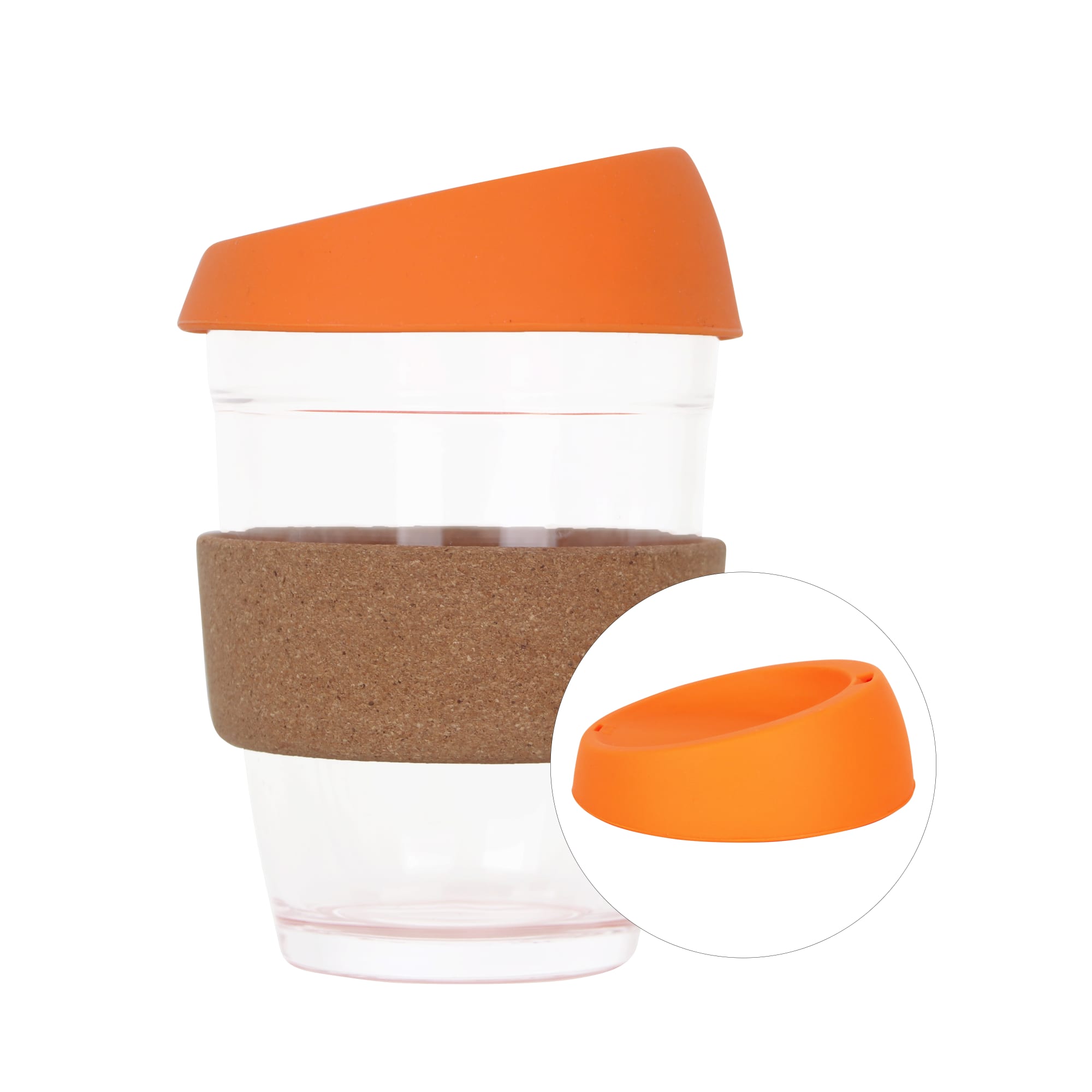 12 OZ Reuasble Glass Coffee Cup with Cork Band - PXD019 Image 