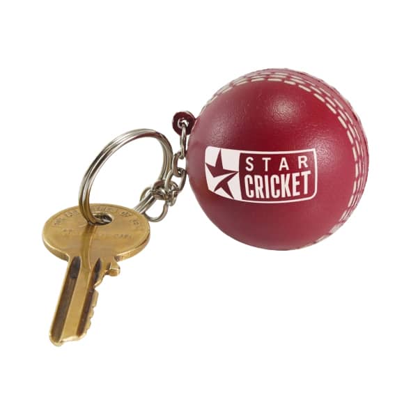 Keyring with Cricket Ball Stress Reliever - PXR171 Image 