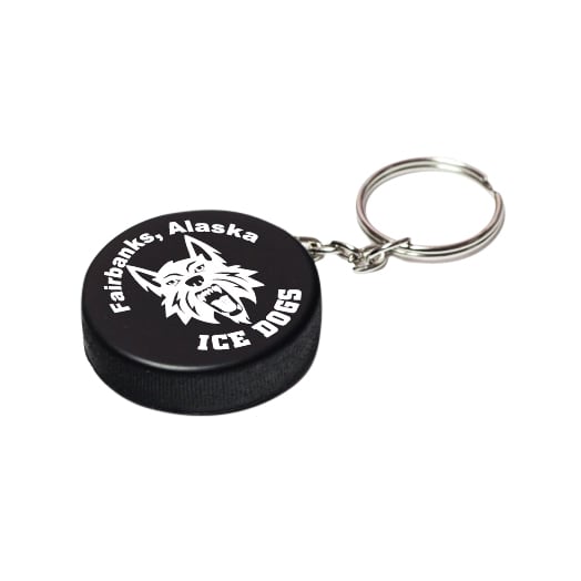 Keyring with Hockey Puck Stress Reliever - PXR172 Image 