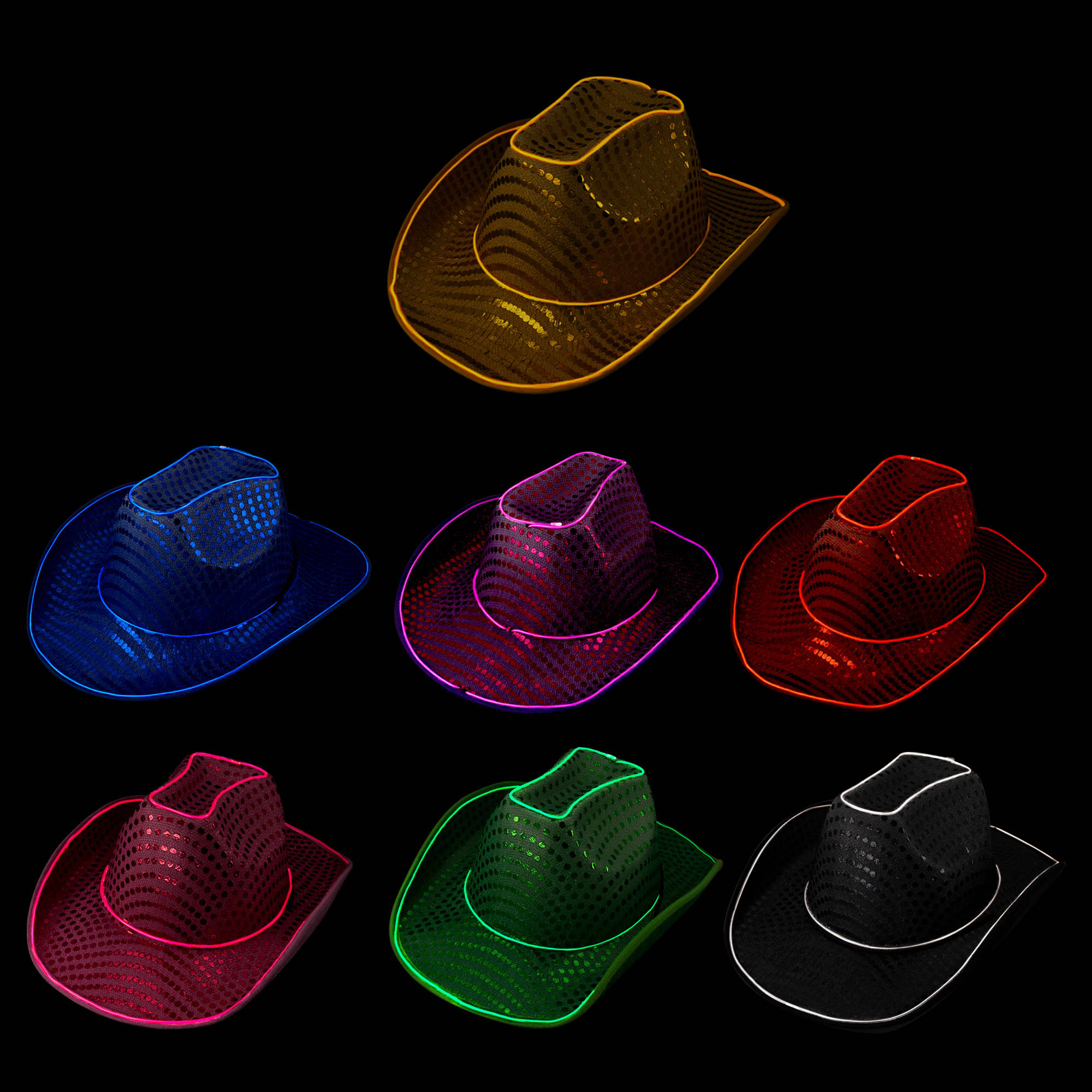 Alternative view of Light Up Sequin Cowboy Hats