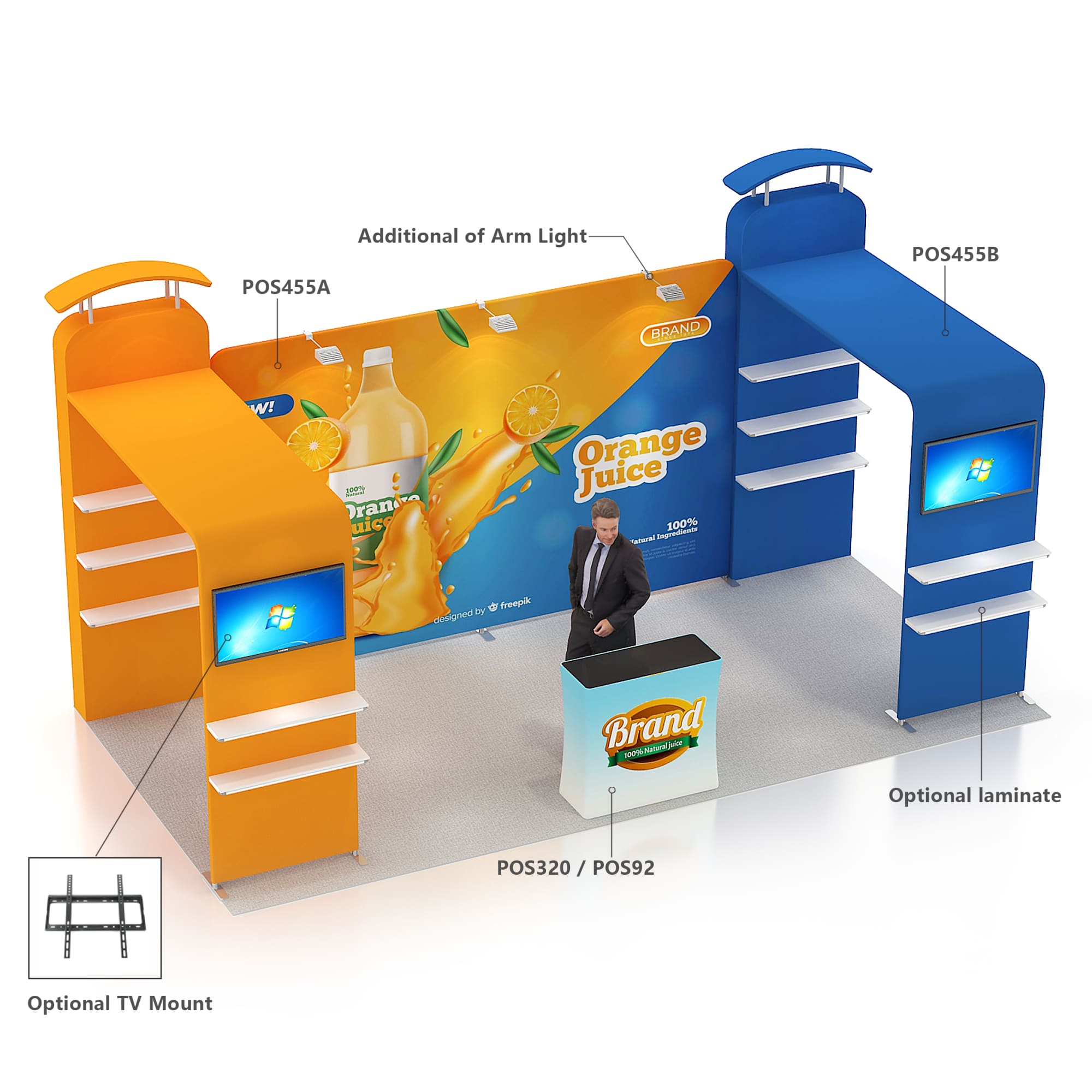 4m Straight Tension Fabric Display Wall - POS445A Image 
