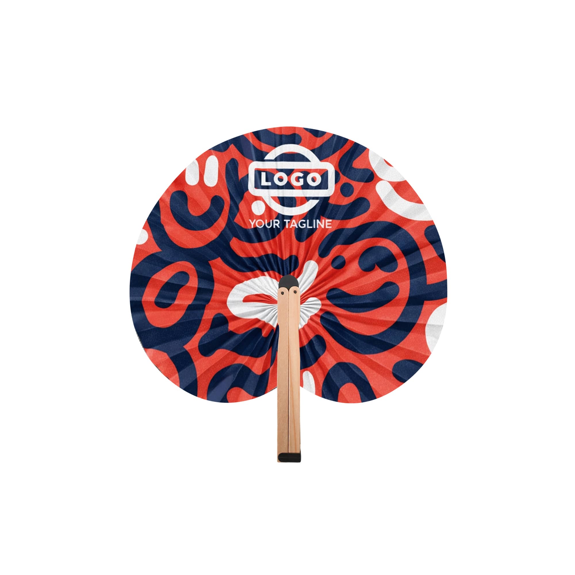 Alternative view of Peach Shape Wooden Paper Fan