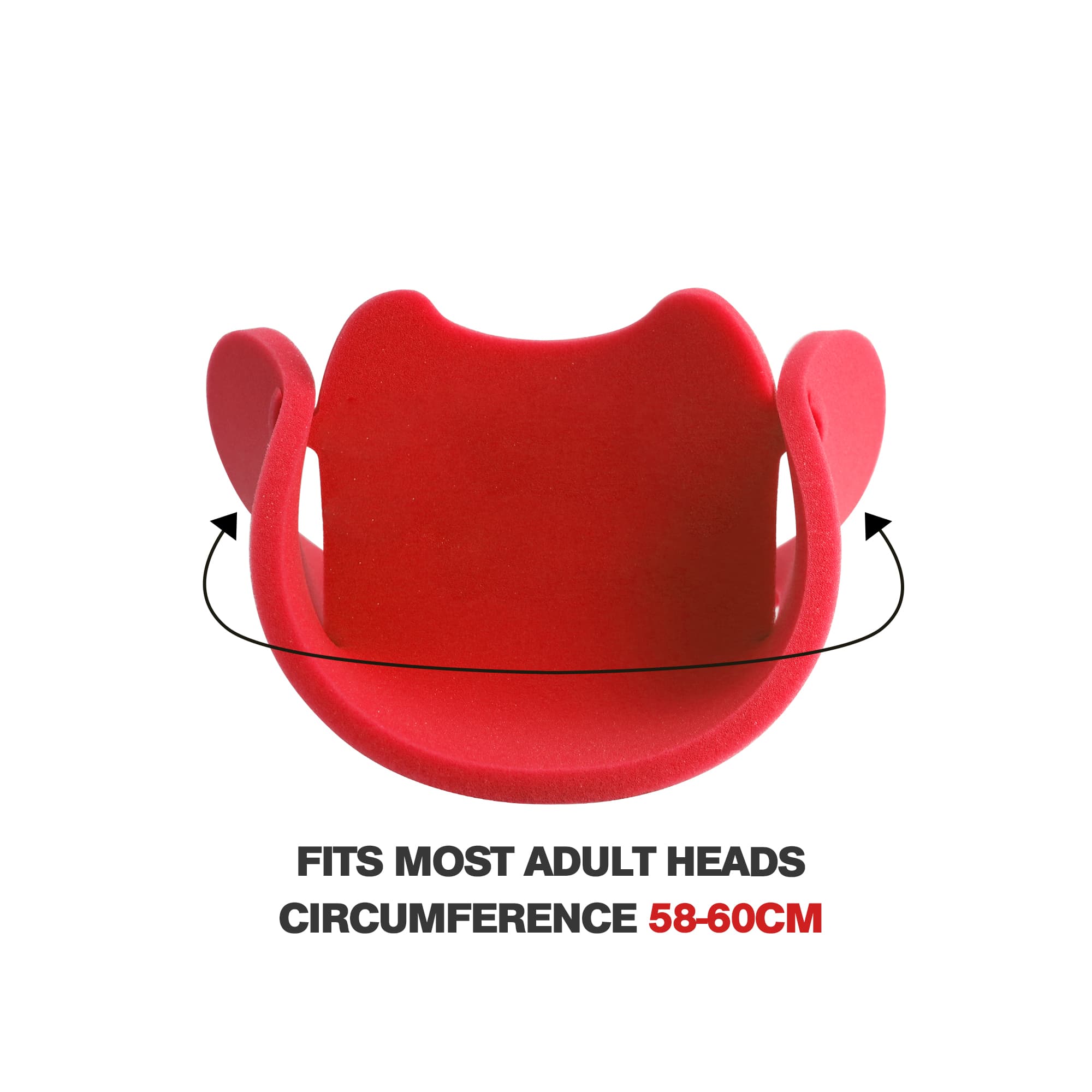 A bright red party hat shaped like a cowboy hat, suitable for most adult head sizes. Features a logo.