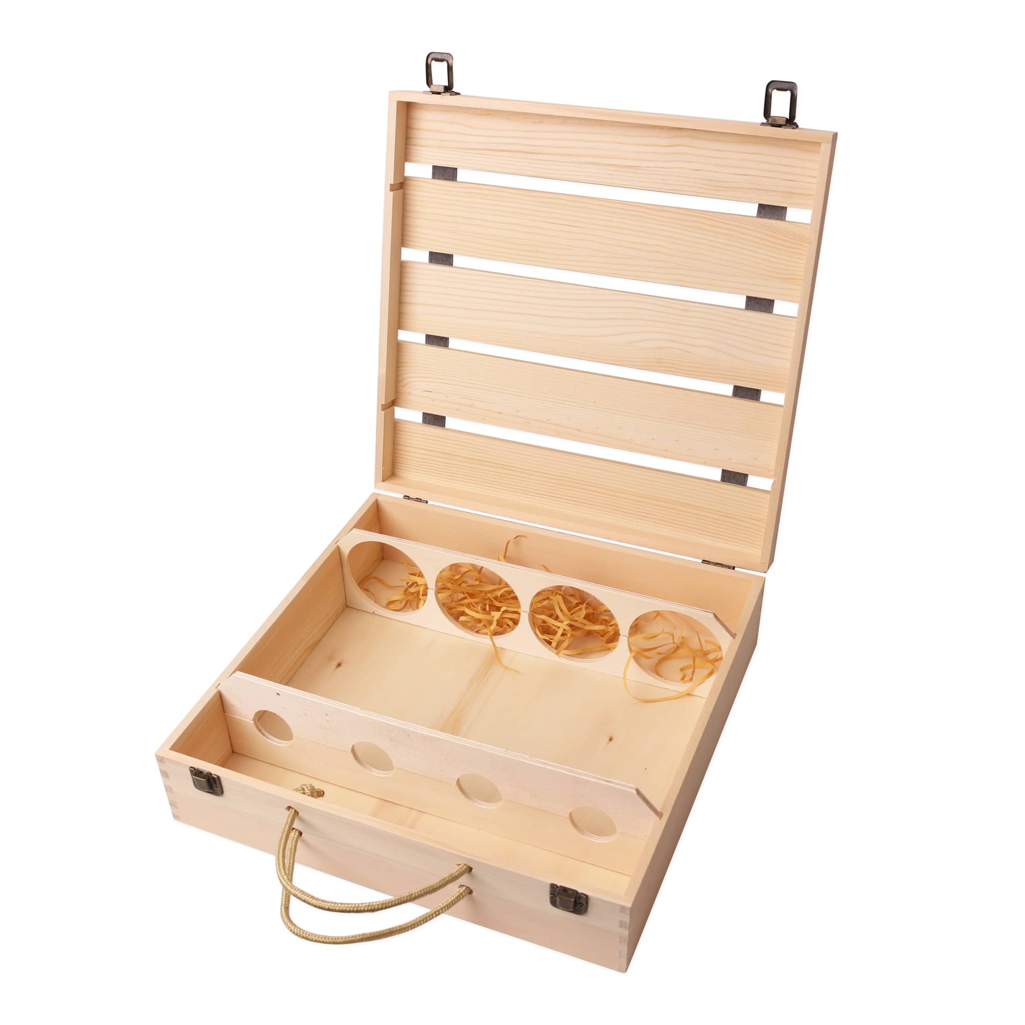 Four Bottle Wooden Wine Box - PCPB570 Image 