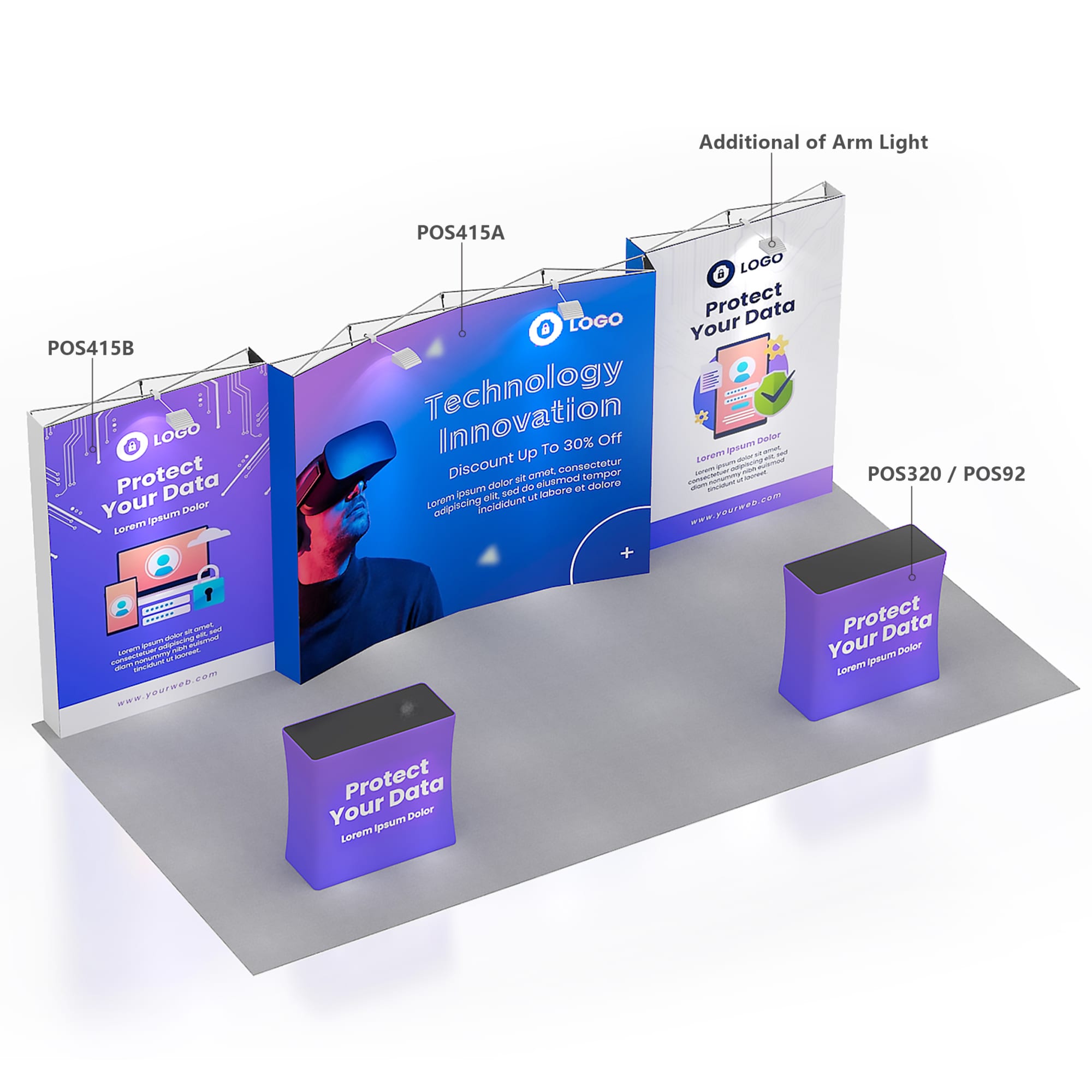 Alternative view of 1.5m Straight Pop Up Display Wall