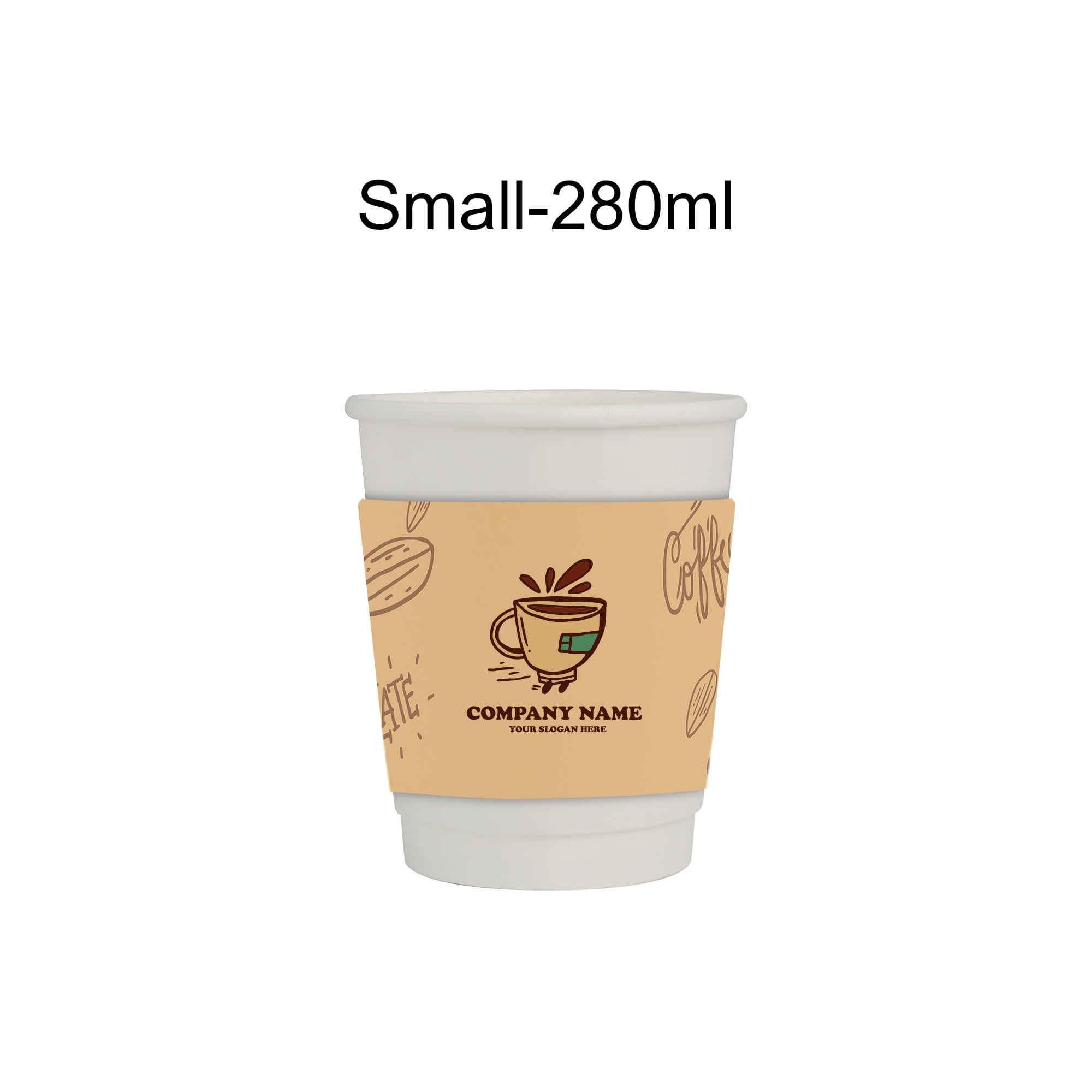 Alternative view of PLA Double Wall Compostable Paper Cups with Cup Sleeve