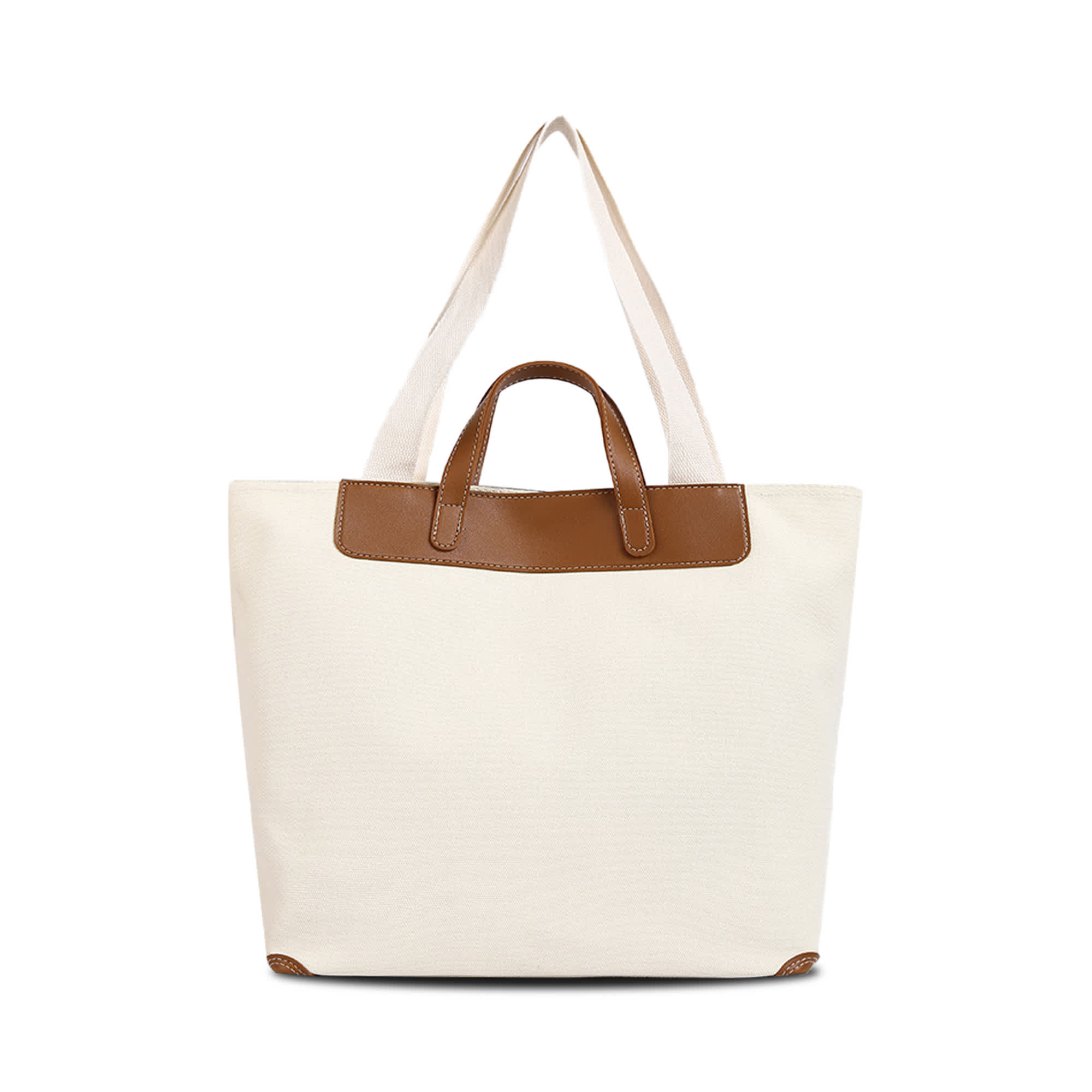 Canvas Bag With Leather Handle