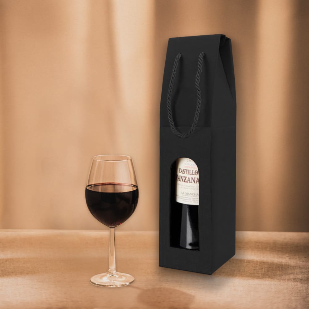 Single Bottle Wine Box with Rope Handle - PCPB475 Image 