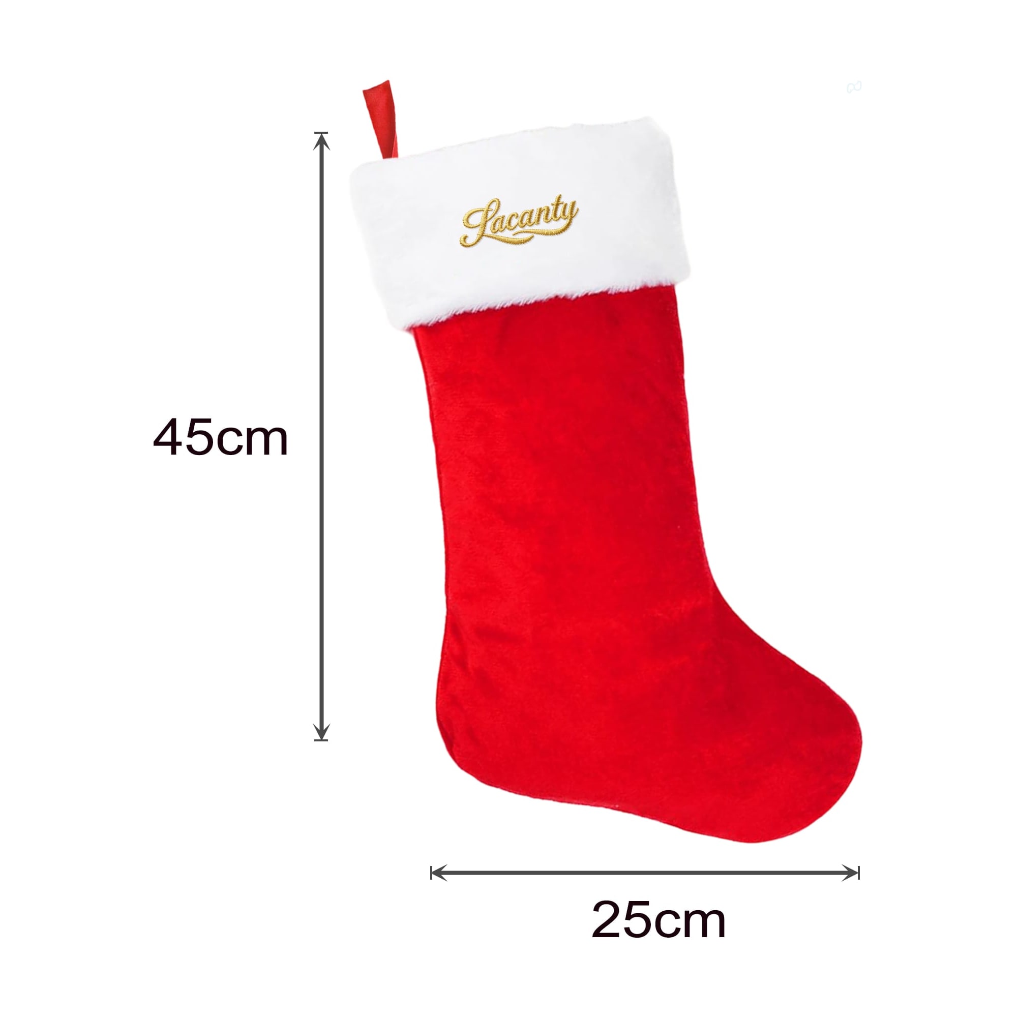 Red and White Embroidered Christmas Stocking