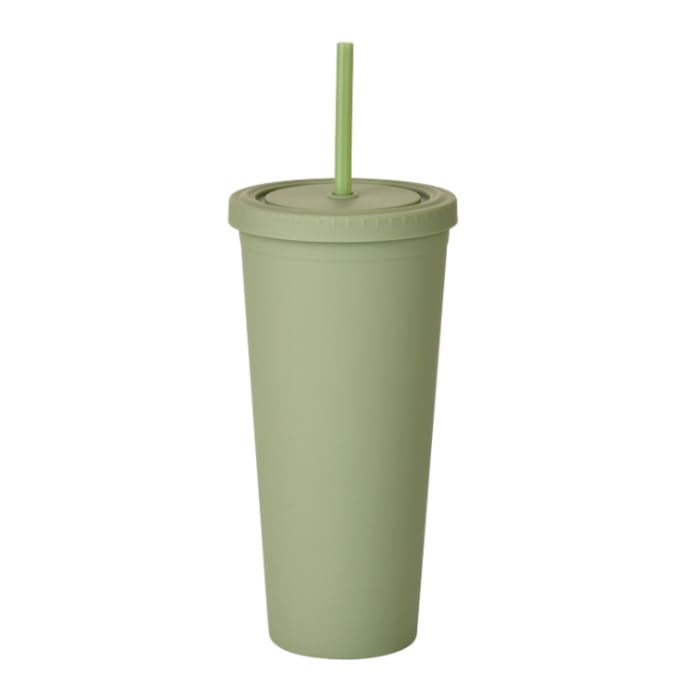 24oz Matte Plastic Cups with Lids & Straws - PXD279 Image 