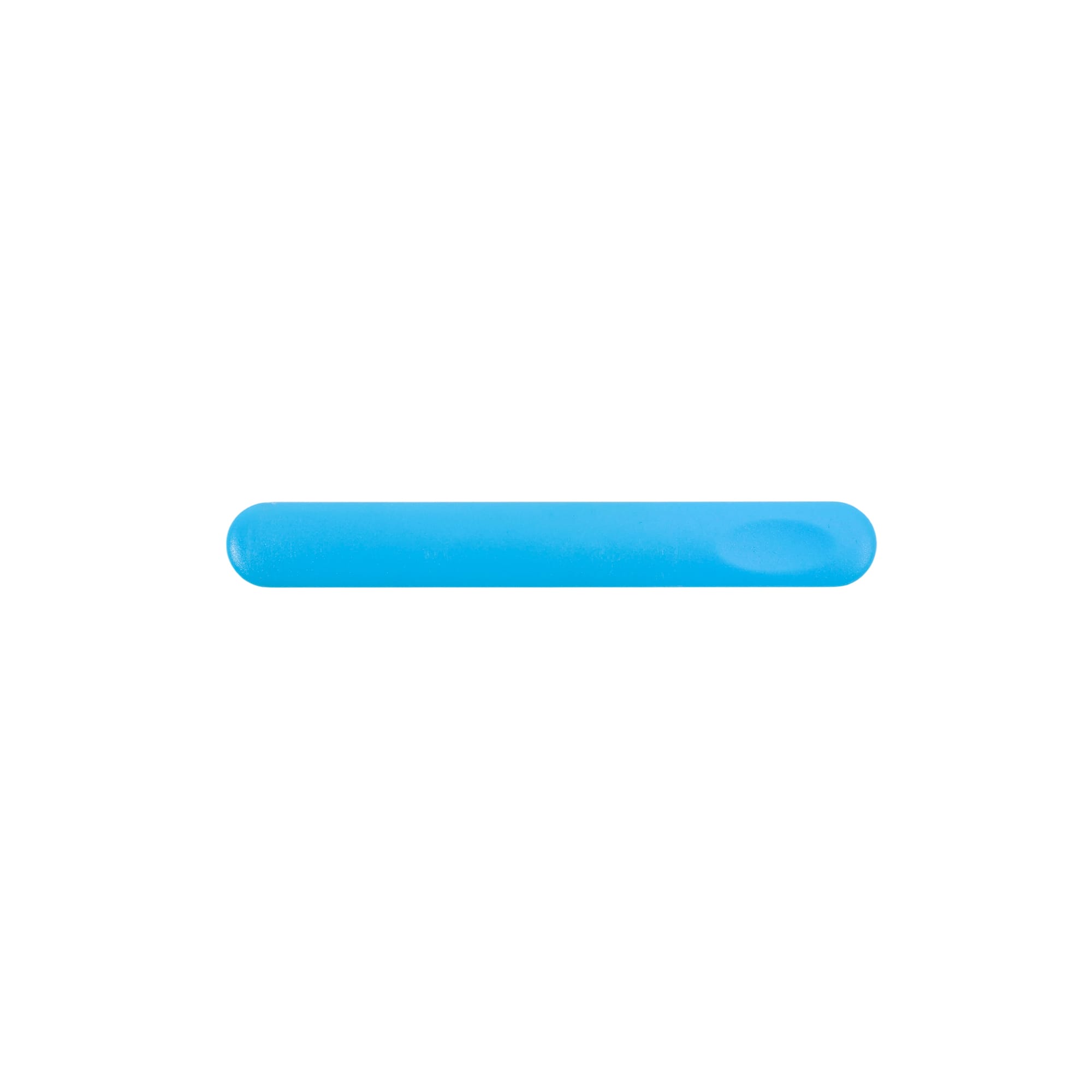 A blue nail file with a smooth surface and rounded edges, featuring a logo.