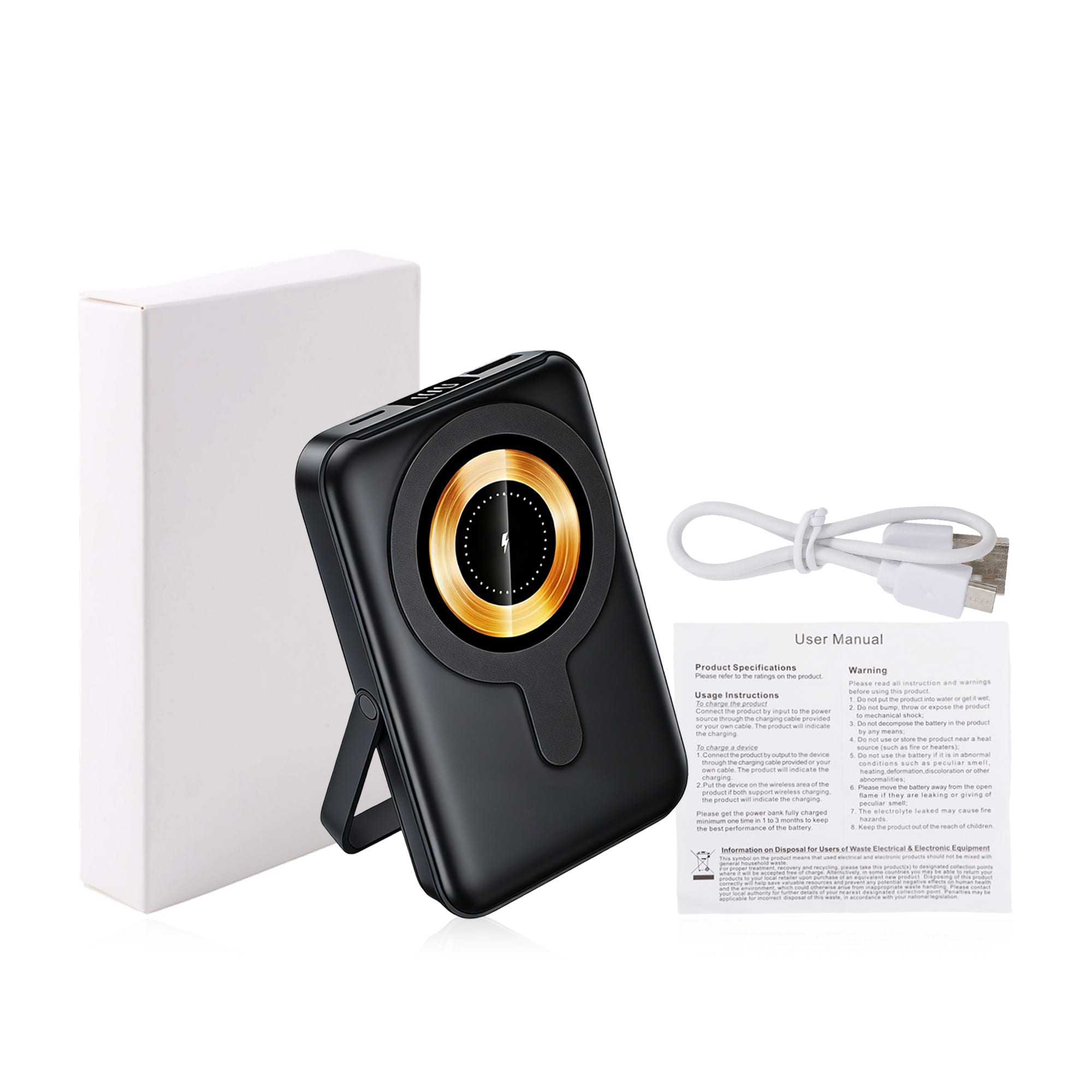 10000mAh Magnetic Wireless  Power Bank with Phone Stand