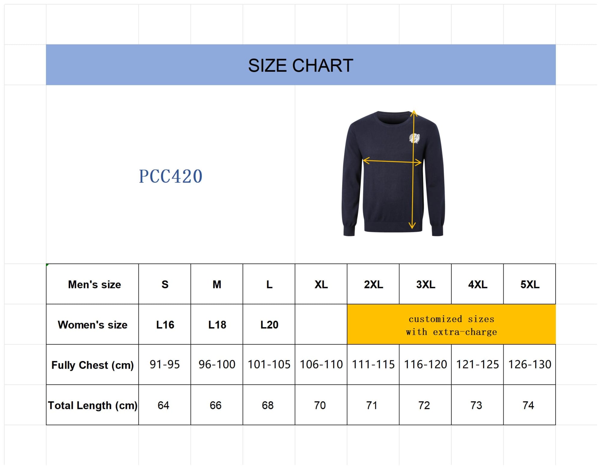 Men's 100% Cotton Round Collar Sweater - PCC420 Image