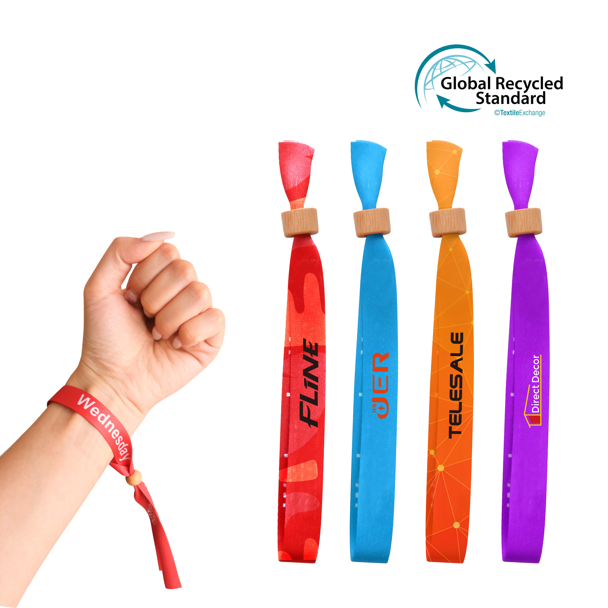 RPET Fabric Wristband With Bamboo Toggle