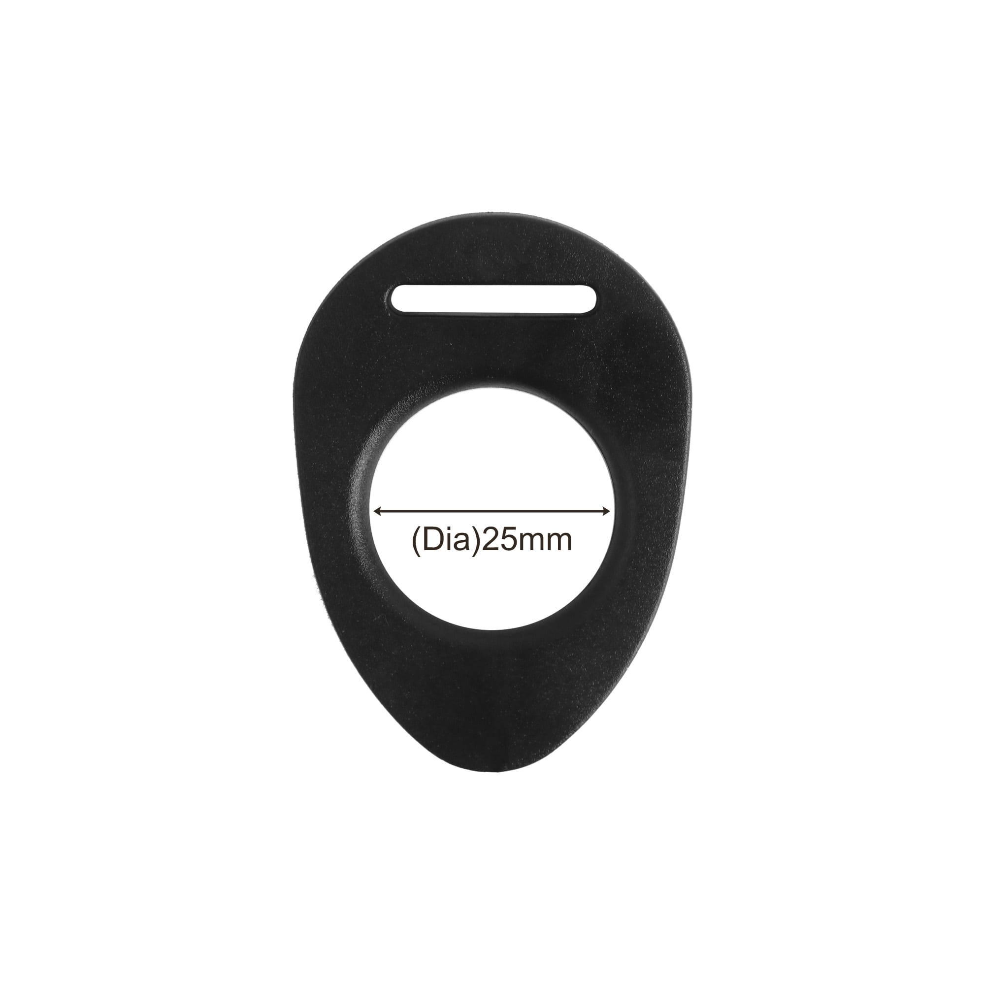 A drink bottle holder in black, featuring a circular opening with a diameter of 25mm and a slot for attachment.