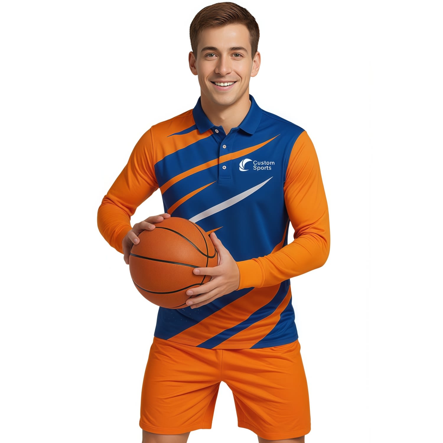 Alternative view of 100% Poly Milk Silk Sublimated Basic Long Sleeves POLO