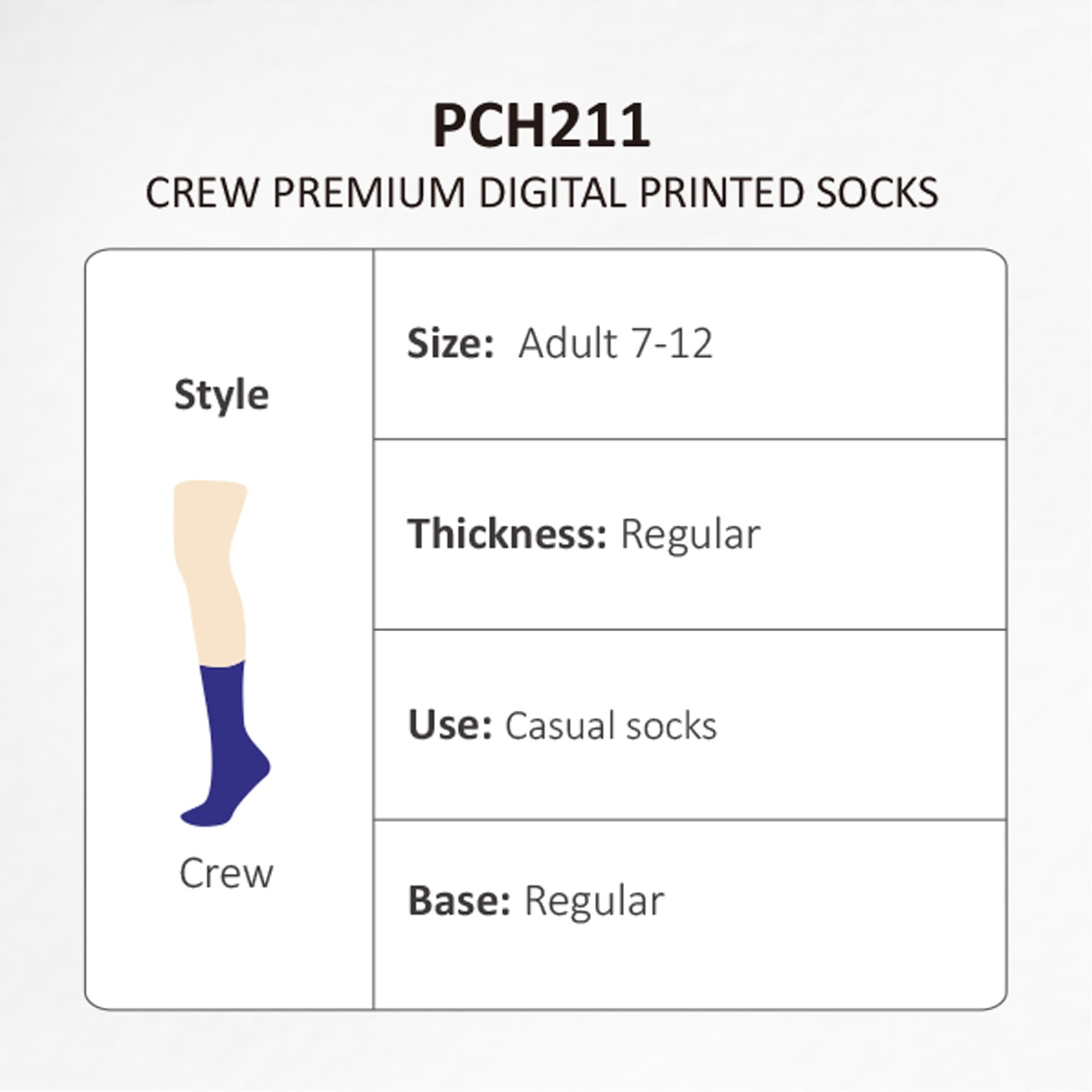 Crew Premium Digital Printed Socks - PCH211 Image 