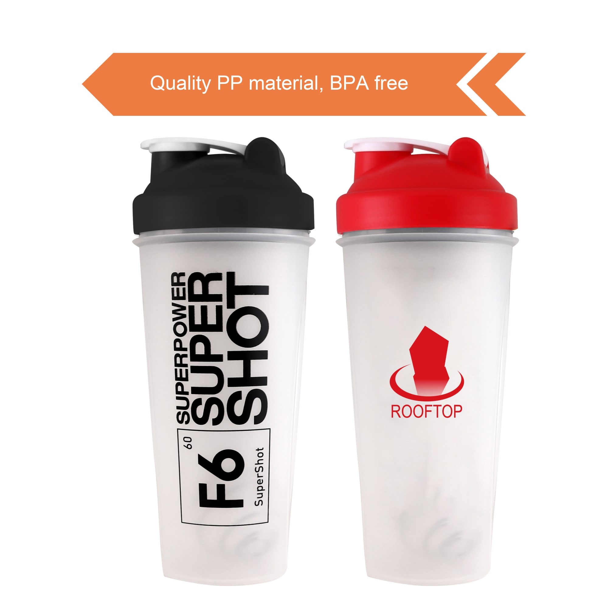 BPA Free Fitness Shaker Bottle 600ml