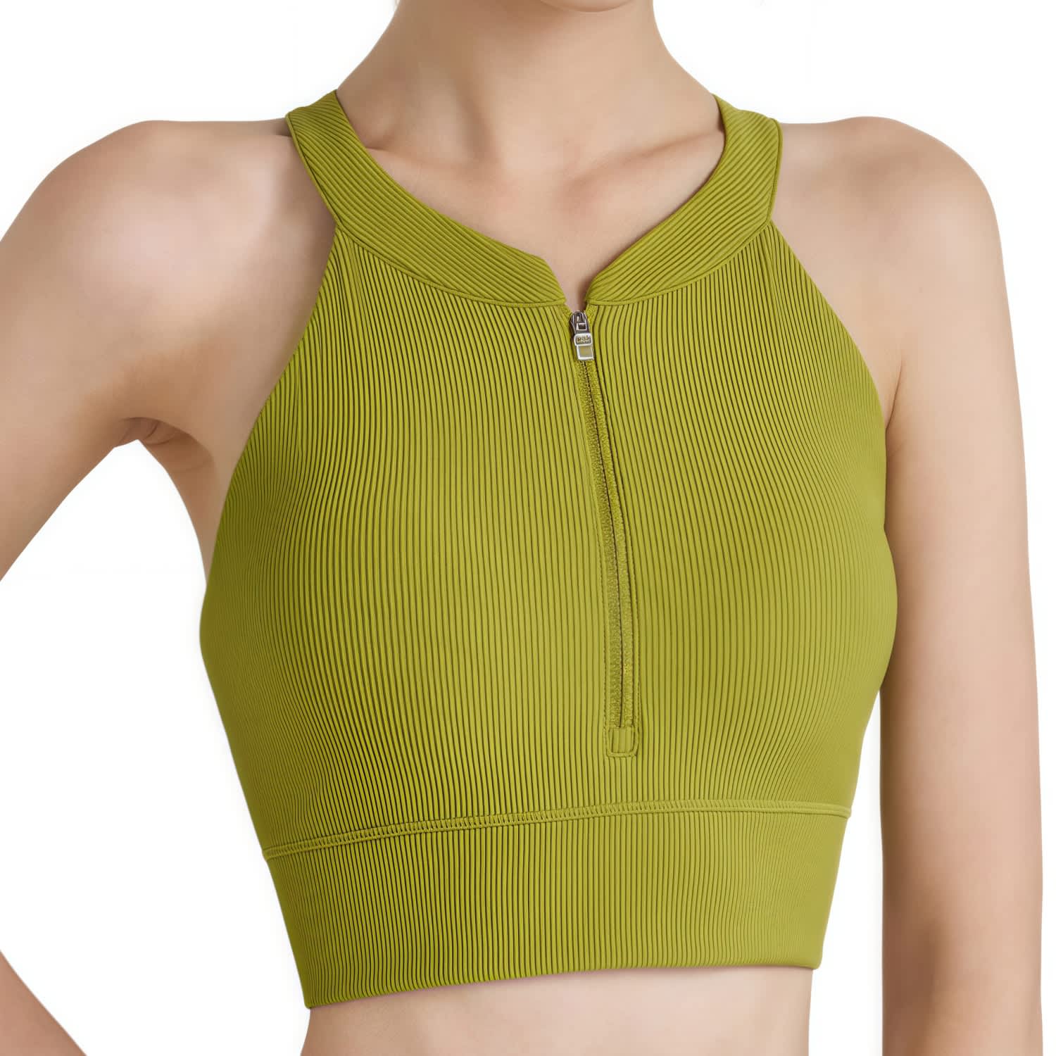 Alternative view of Women's Zip-Front Racerback Yoga Crop Bra Tank