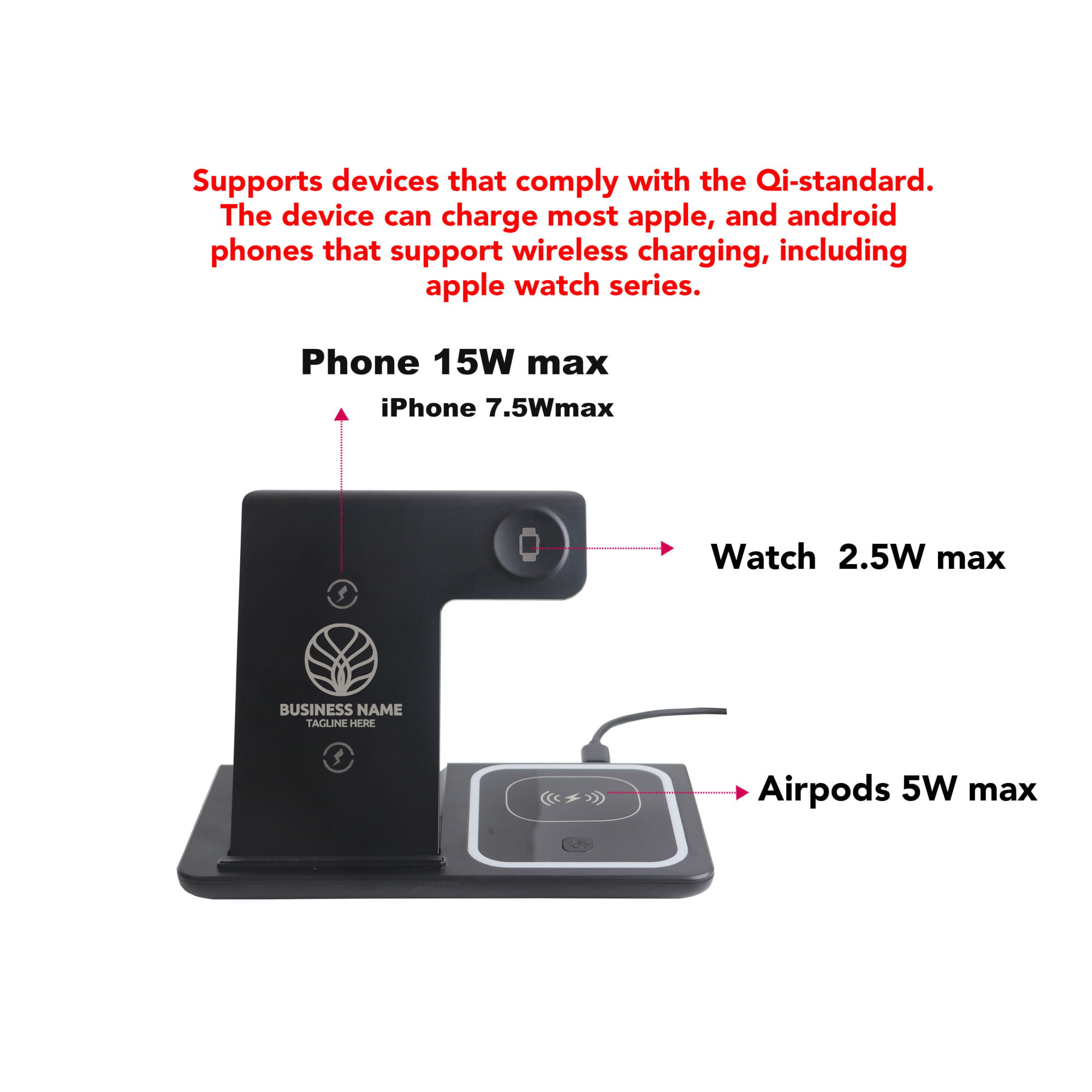 3-In-1 Portable Wireless Charger - PCT282 Image 
