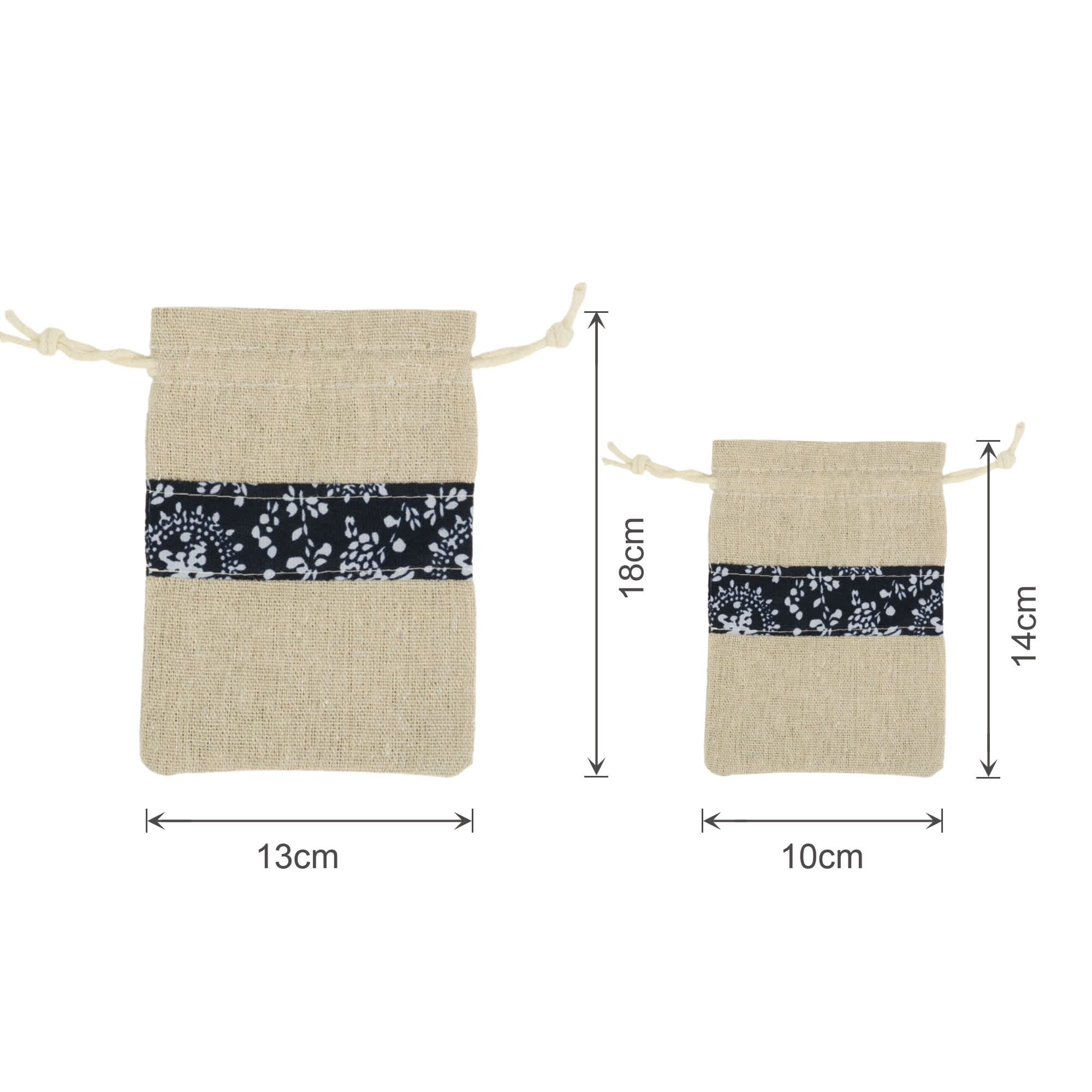 Cotton Linen Patchwork Drawstring Bags