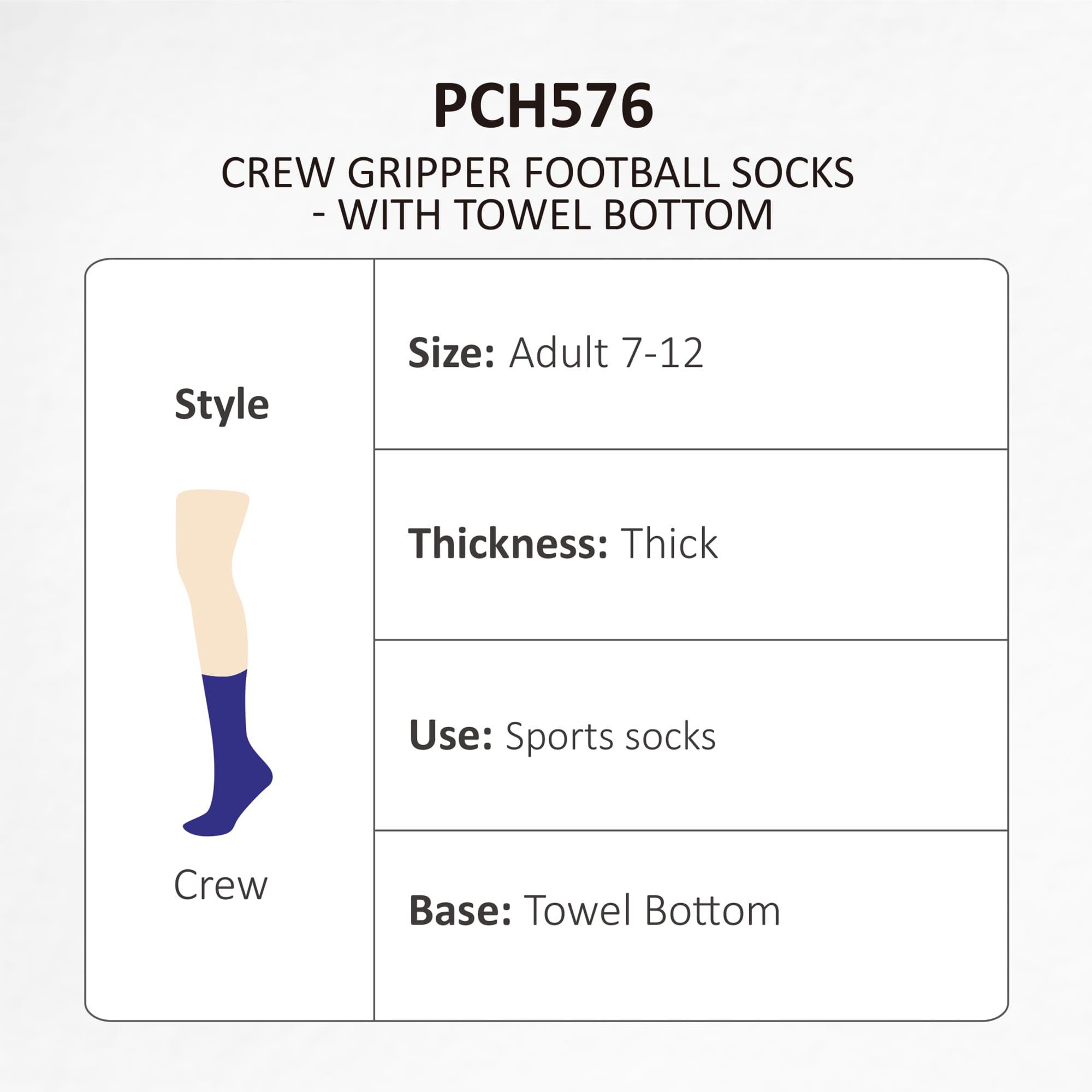 Crew Gripper Football Socks - With Towel Bottom - PCH576 Image