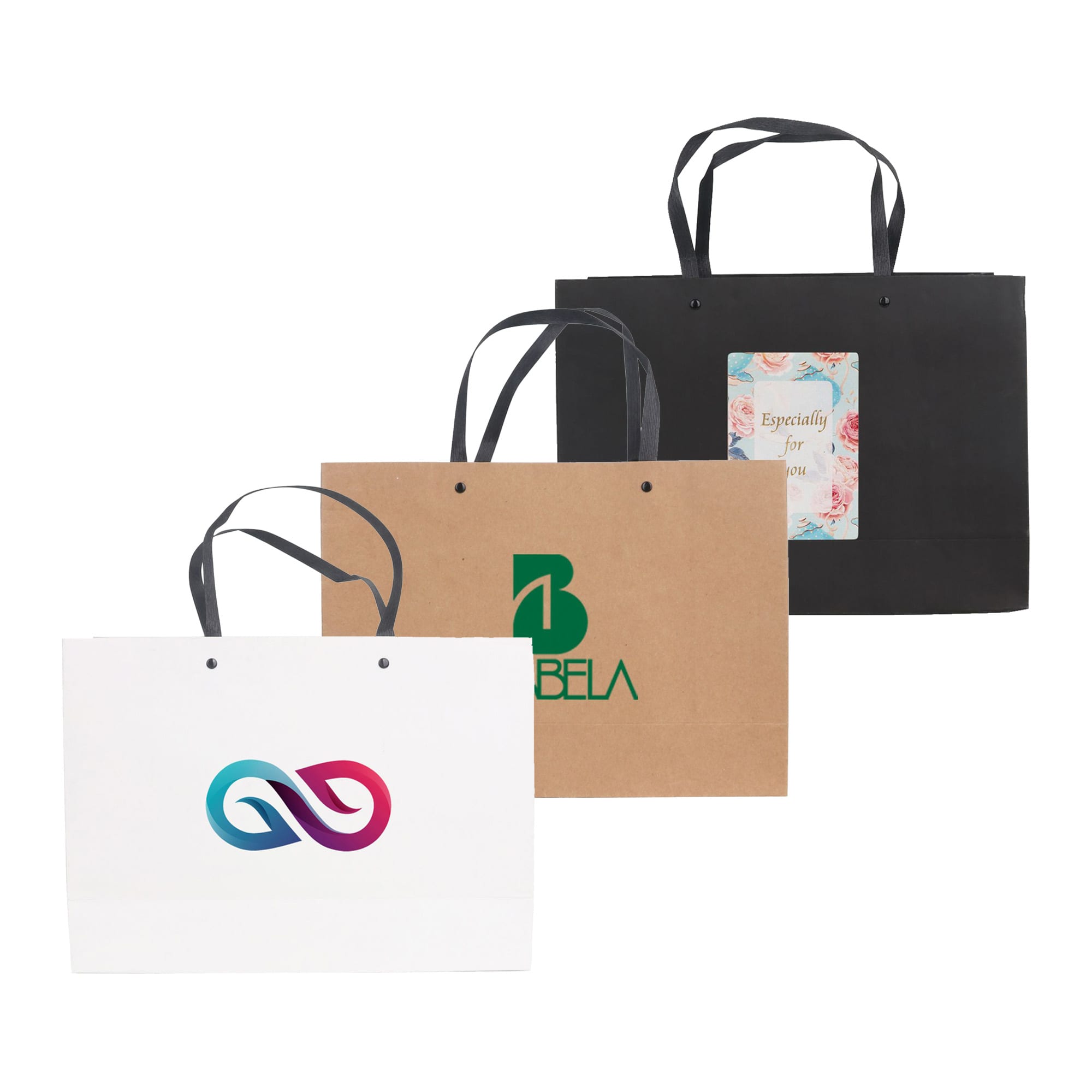 Large Crosswise Paper Bag with Knitted Handle(420 x 300 x 120mm)