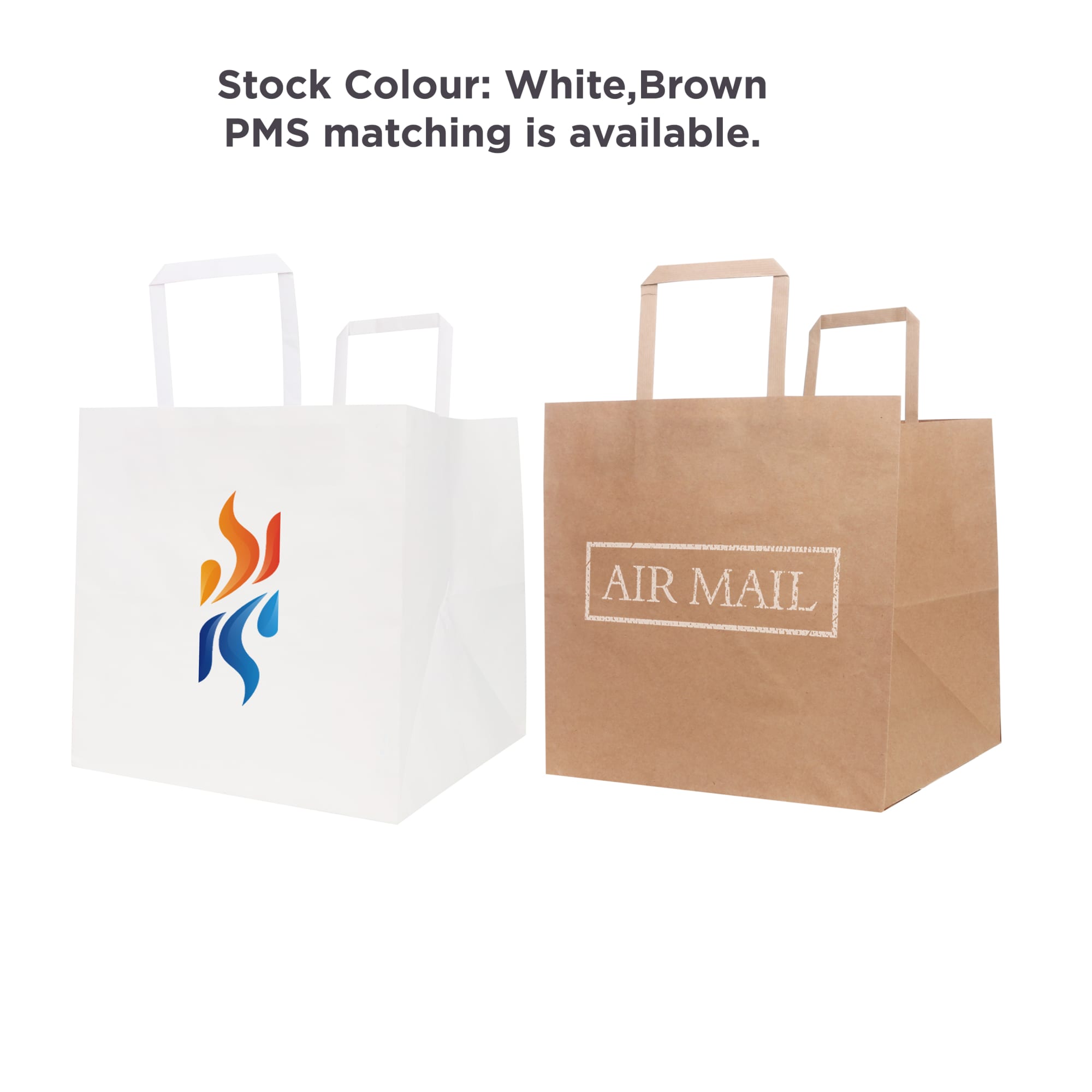 Flat Handle Kraft Paper Bag(250x250x250mm) - PCPB023 Image 