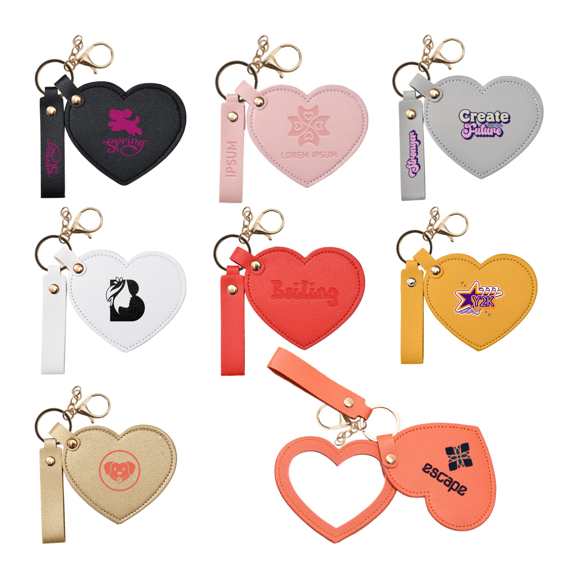 Heart-Shaped Compact Mirror with Keychain