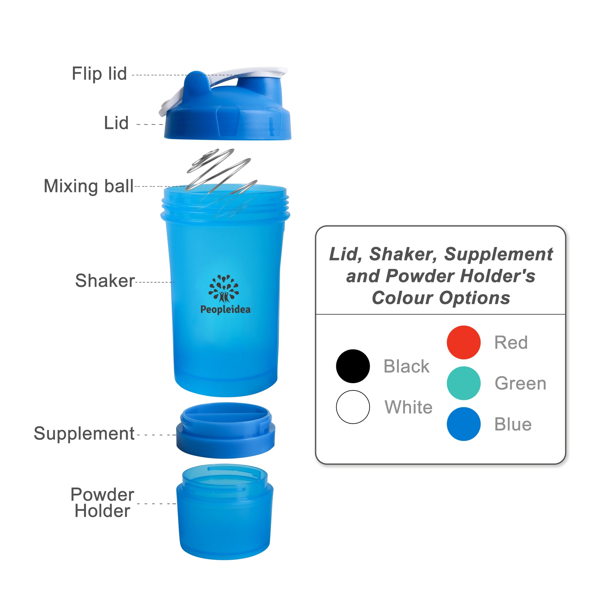 500ml 3 in 1 Fitness Protein Shaker Bottle - PXD274 Image