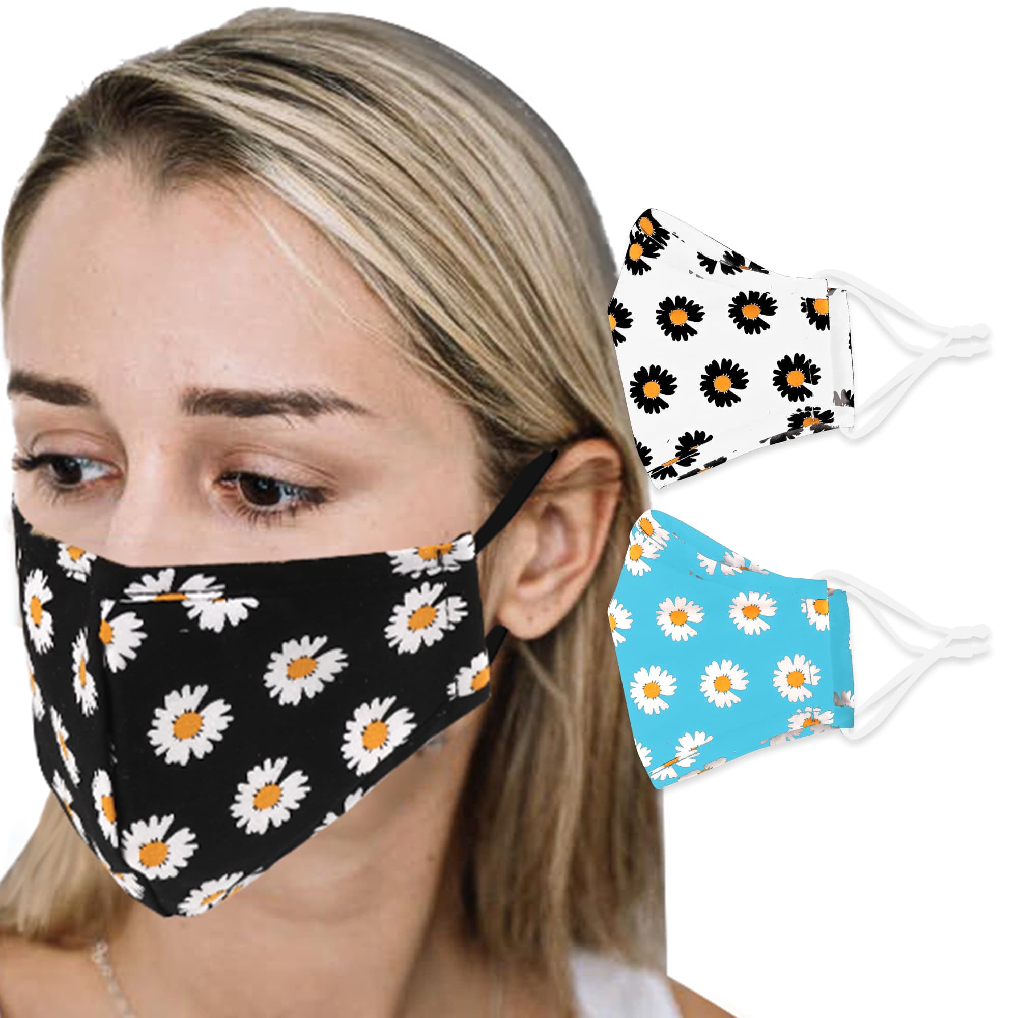 4-Ply Fabric Flower Pattern Reusable Face Mask - 9 designs available