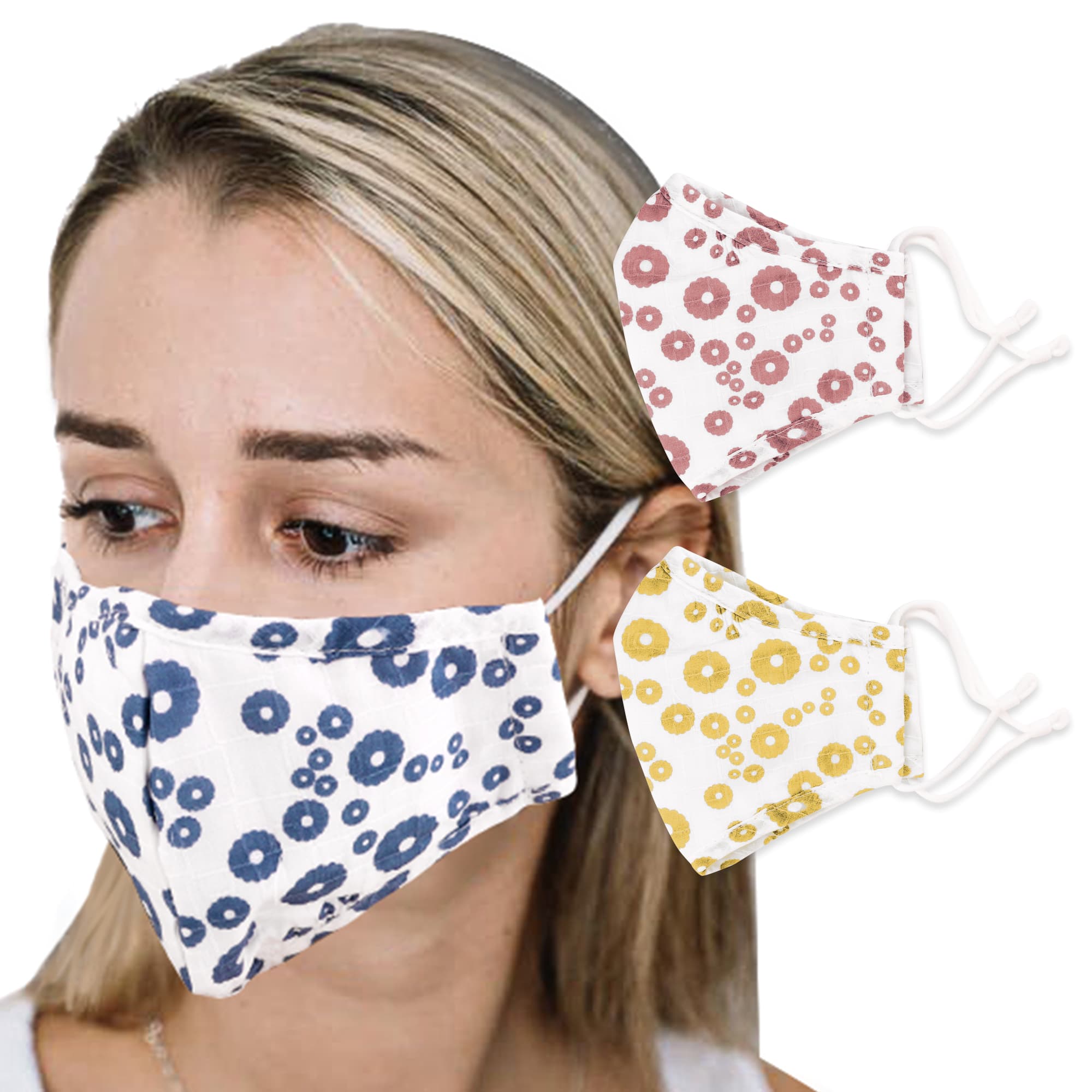4-Ply Fabric Flower Pattern Reusable Face Mask - 9 designs available - PCA062 Image 