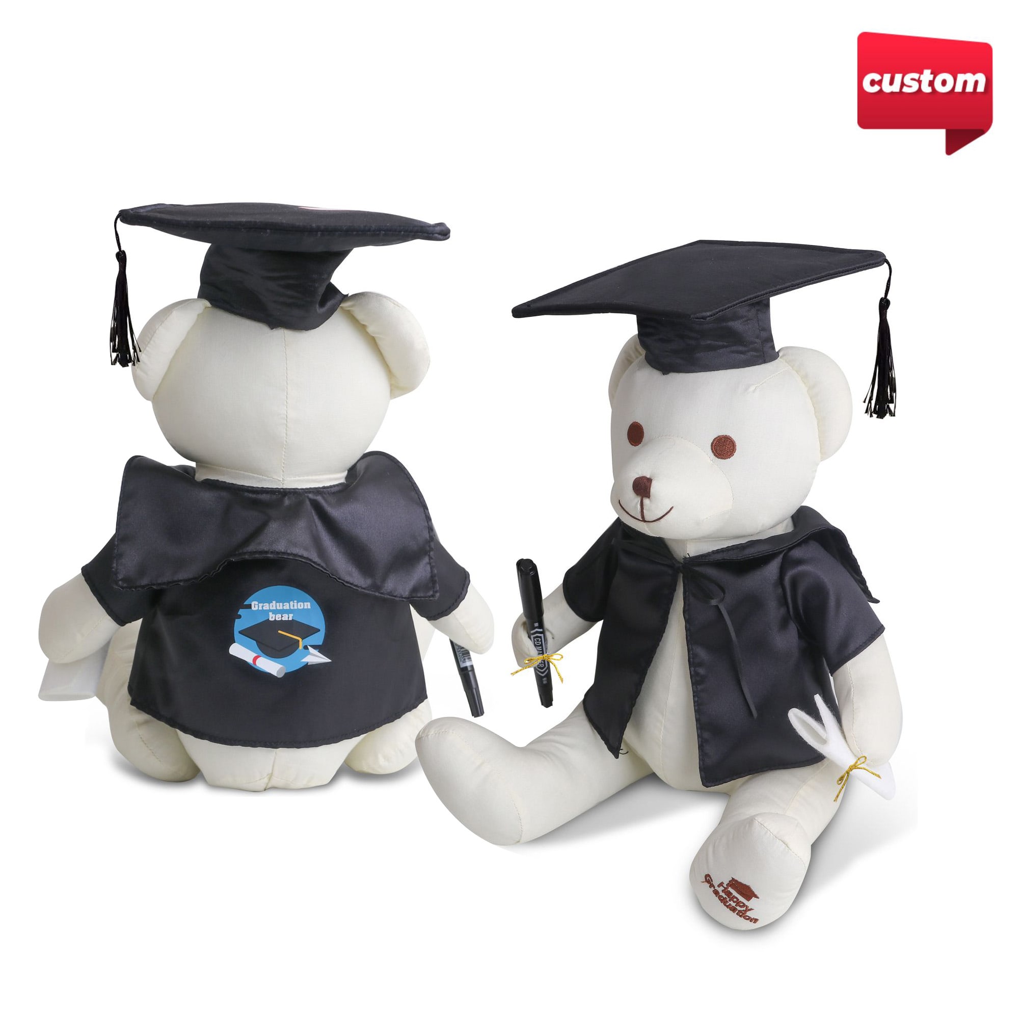 Graduation Signature Calico Bear with Pen promotional product