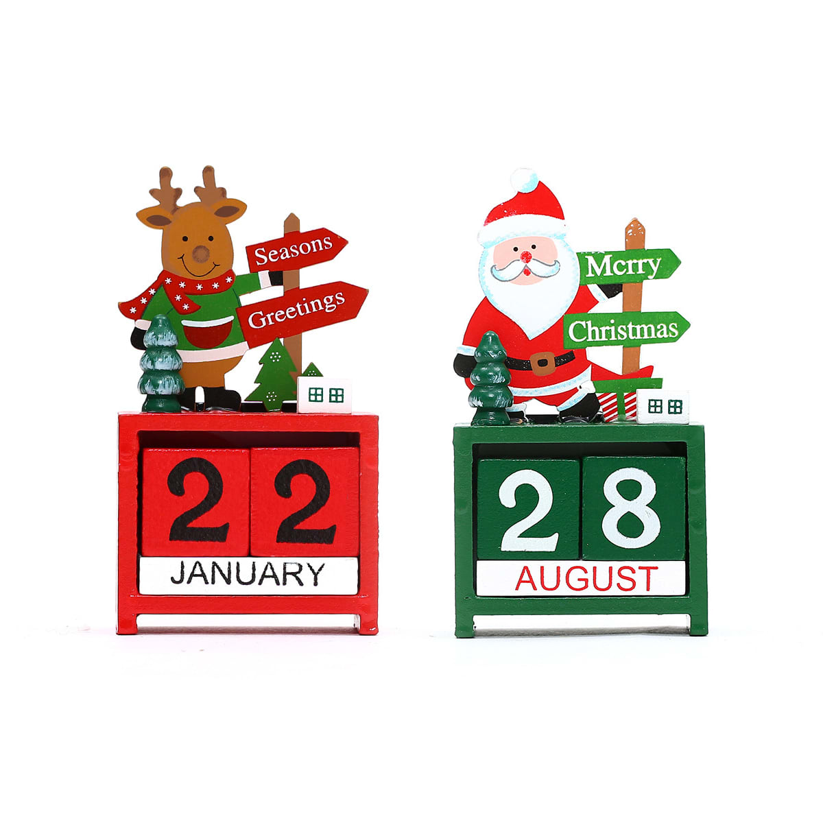 Christmas Wooden Daily Blocks perpetual Calendar