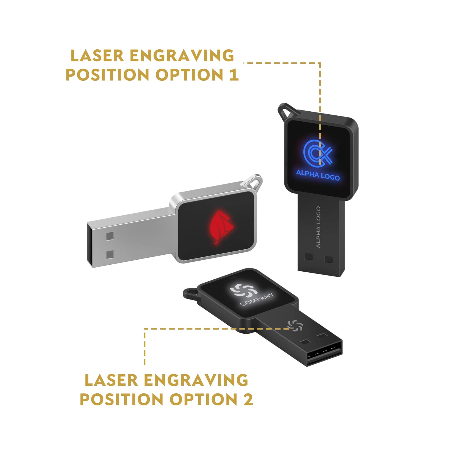 Square Lighting Logo Flash Drive - PCU960 Image 