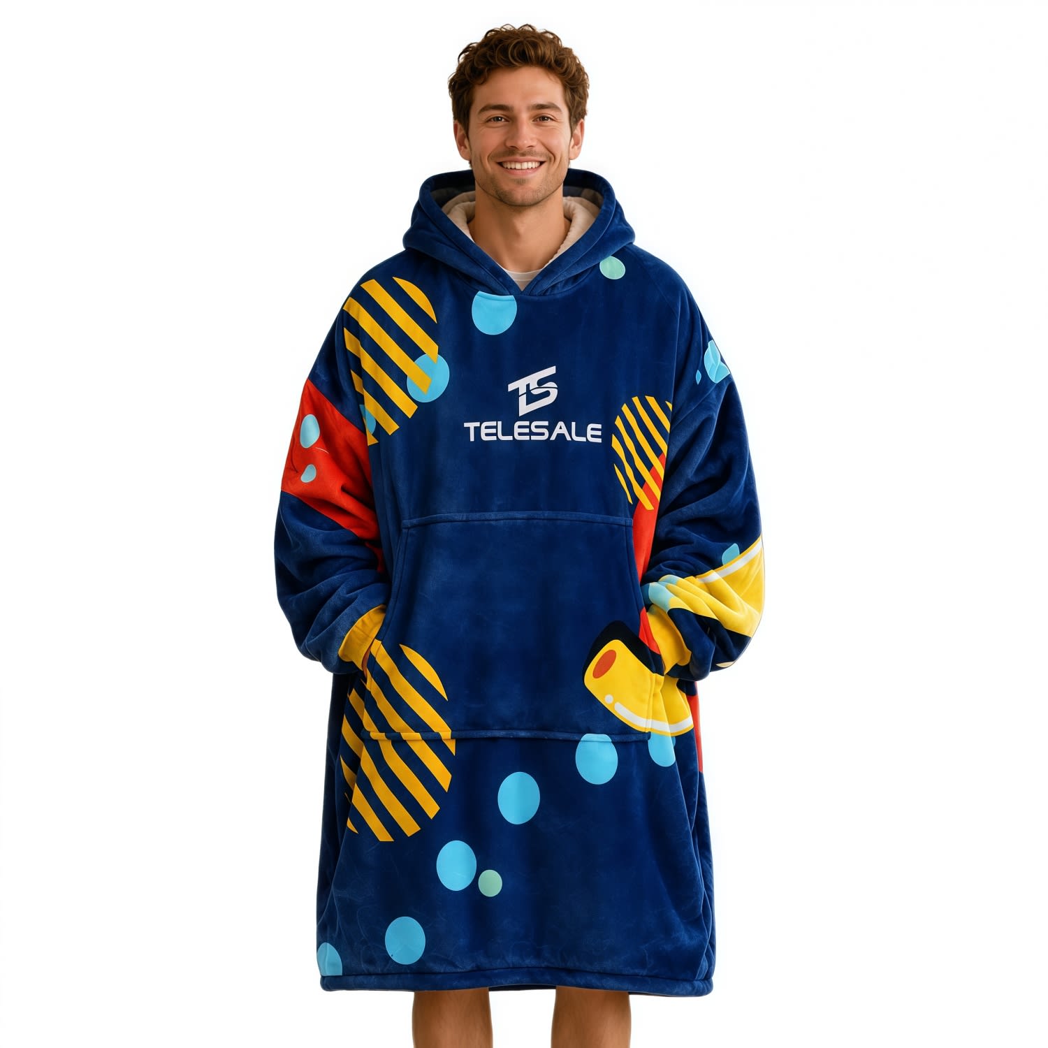 Unisex 100% Polyester Sublimated Wearable Blanket with Absorbent Lining