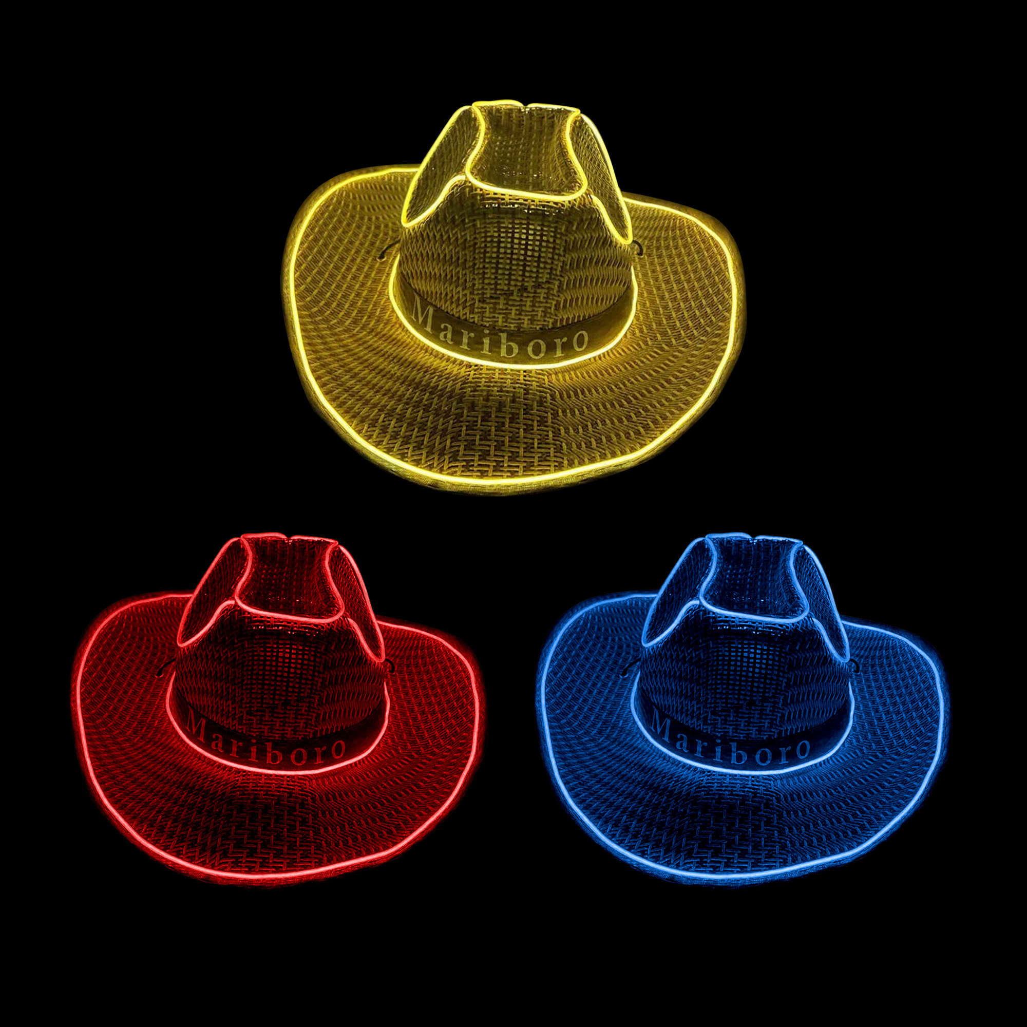Alternative view of Light Up Straw Hats