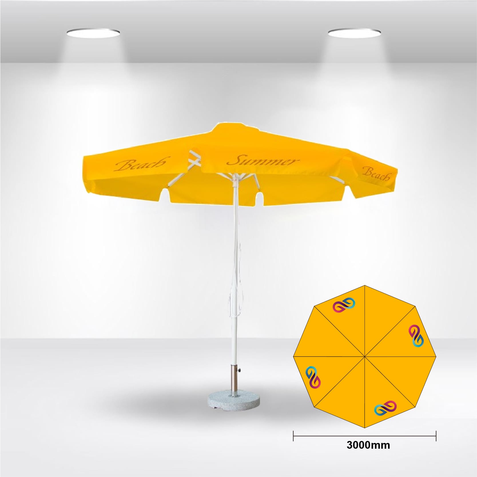 Alternative view of 3x3m Round Stock Colour Commercial Market Umbrella