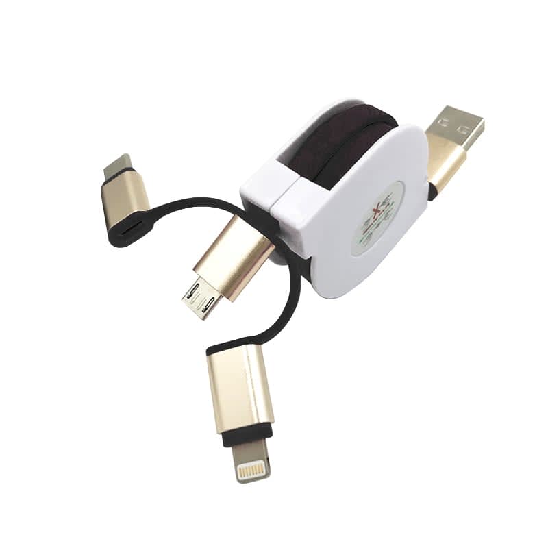 3-In-1 Metal Retractable Charging Cable - PCBA85 Image 