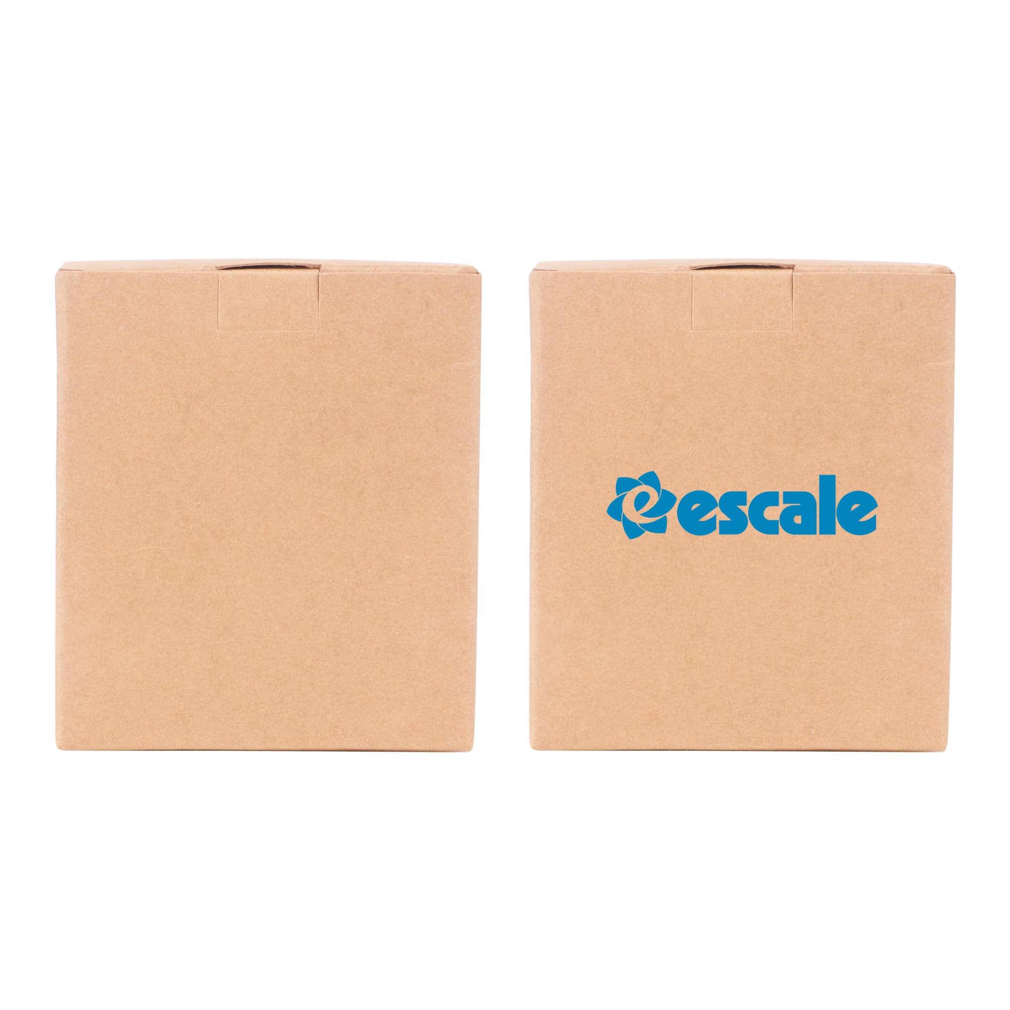 A medium square gift box in natural brown kraft paper featuring a logo on one side. Dimensions: 110 x 125 x 85mm.
