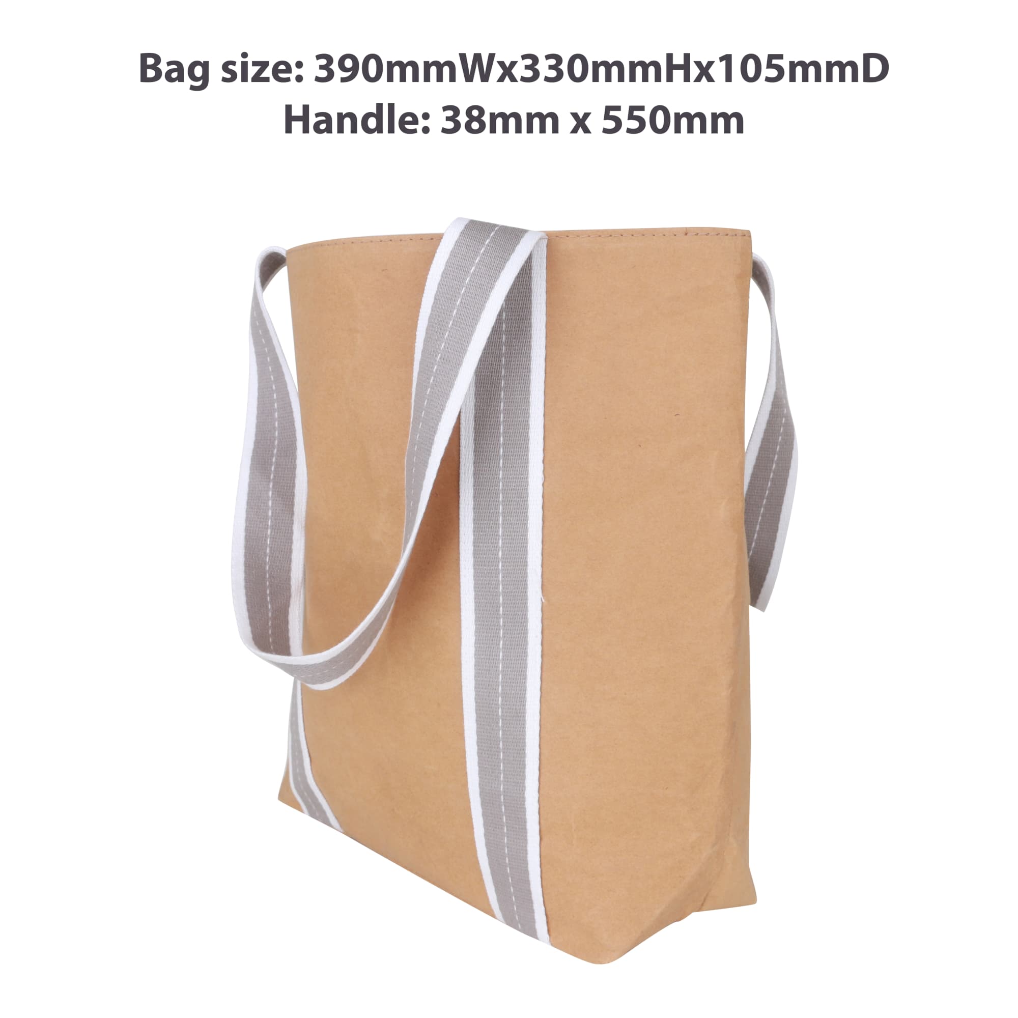 Small Washable Kraft Paper Bag with Cotton Handle(390x330x105mm) - PCPB184 Image 