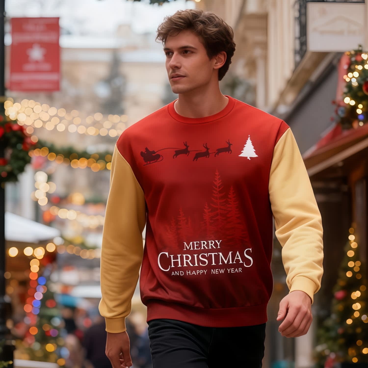 Alternative view of Unisex Adults Polyester Spandex Sublimated Christmas Sweatshirts