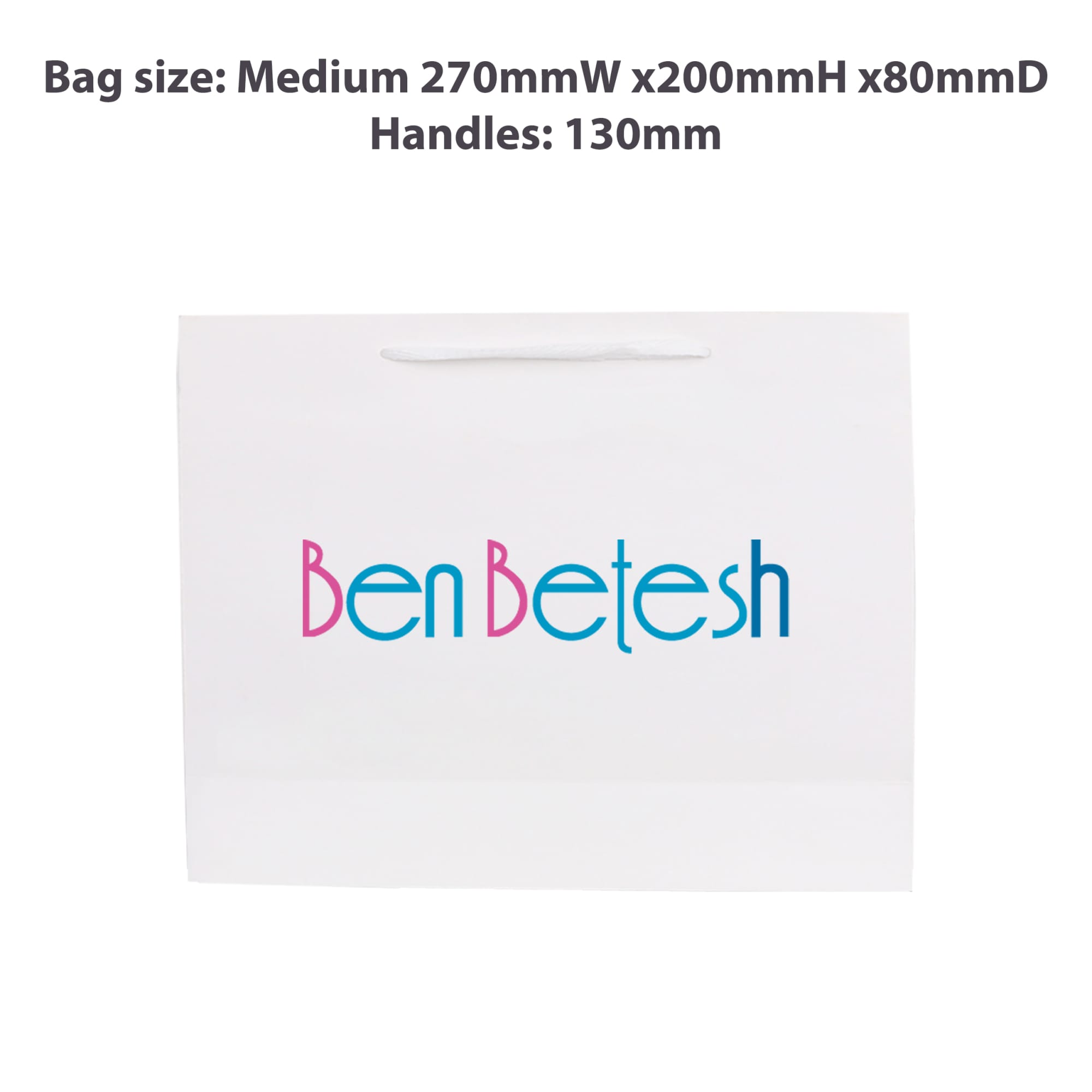 Medium Crosswise Paper Bag with Fabric Flat Handle(270 x 200 x 80mm) - PCPB174 Image 