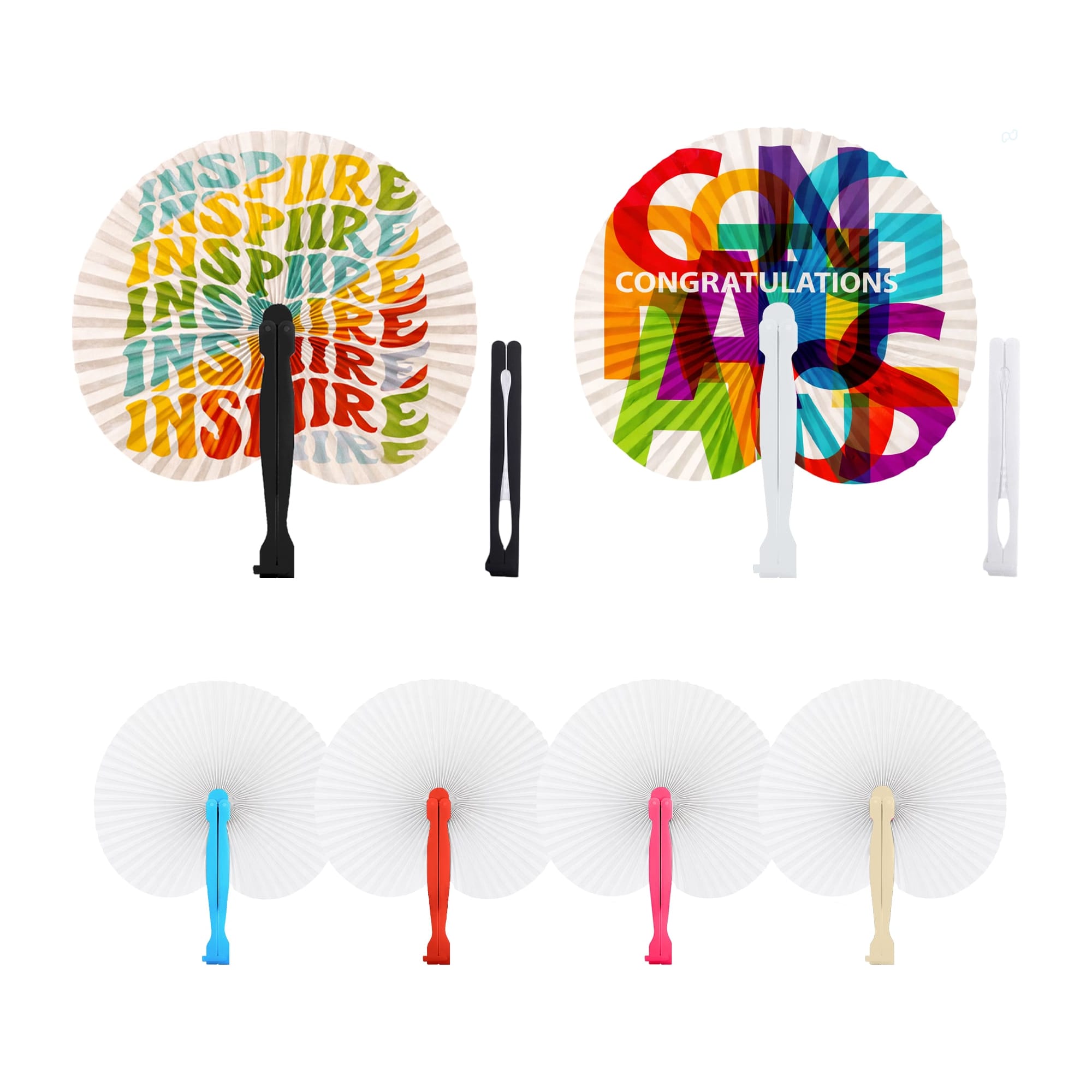 Peach Shape Plastic Handle Paper Fan